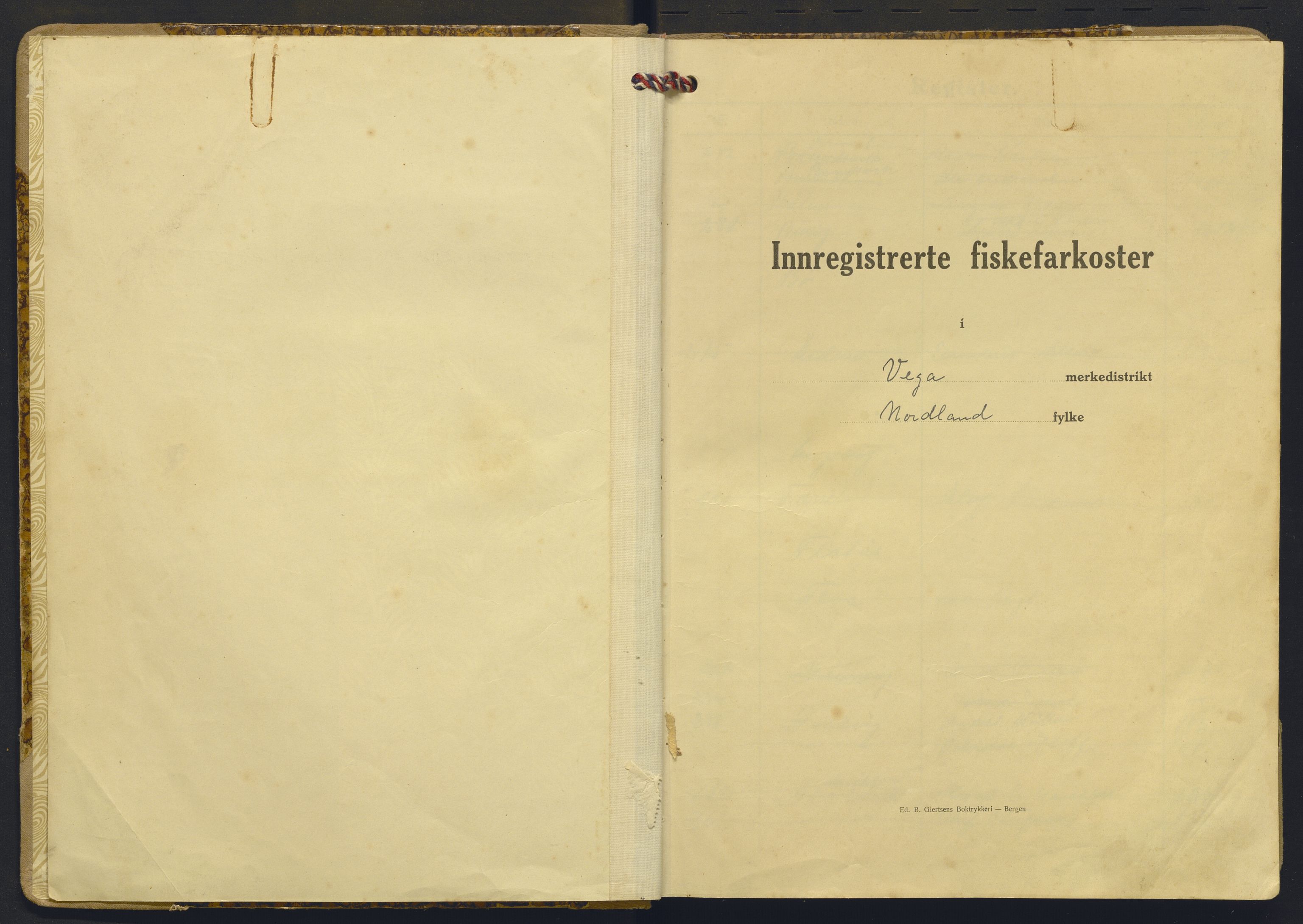 Fiskeridirektoratet - 1 Adm. ledelse - 13 Båtkontoret, AV/SAB-A-2003/I/Ia/Iac/L0193: 135.0365/3 Merkeprotokoll - Vega, 1937-1942