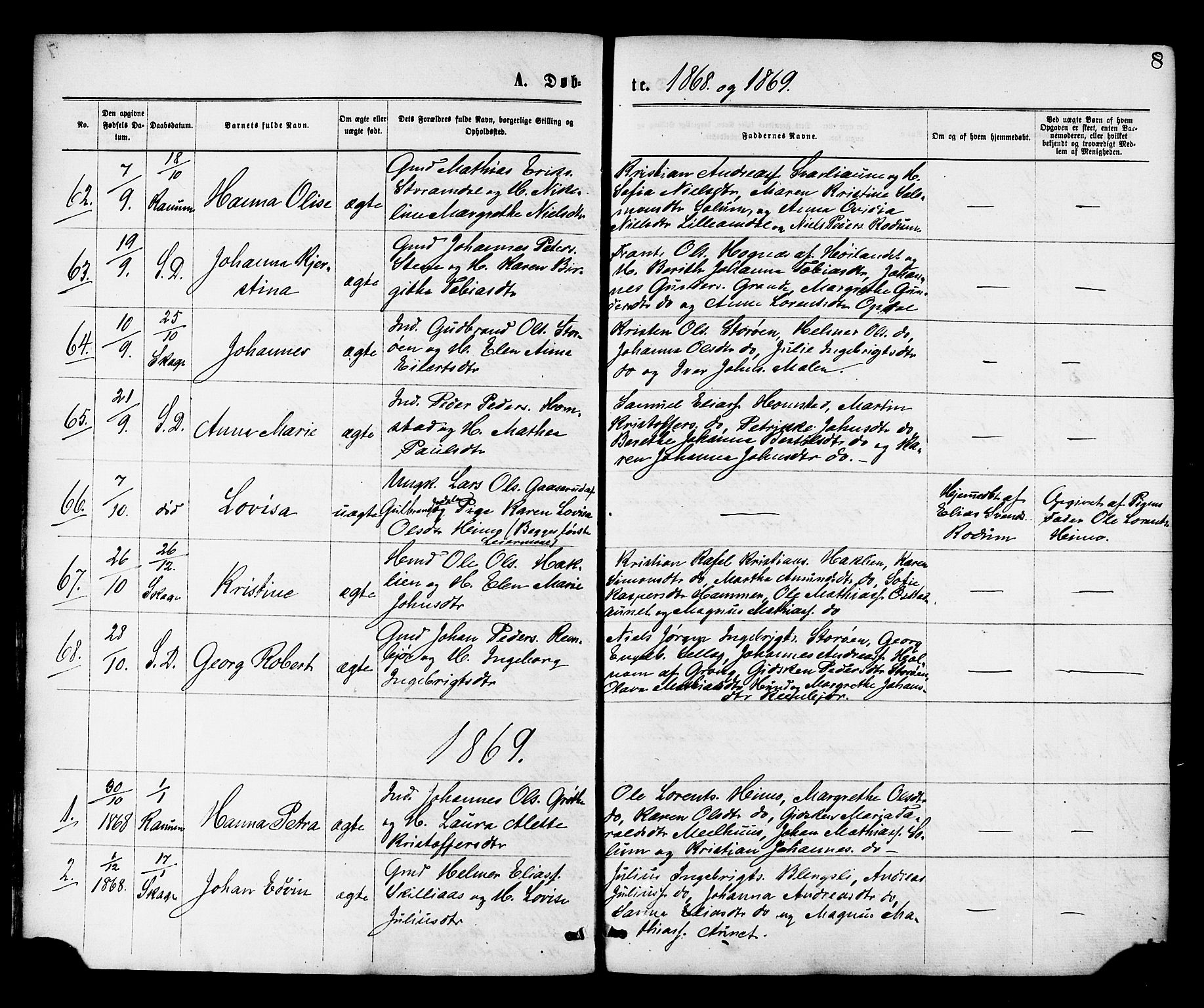 Ministerialprotokoller, klokkerbøker og fødselsregistre - Nord-Trøndelag, SAT/A-1458/764/L0554: Parish register (official) no. 764A09, 1867-1880, p. 8