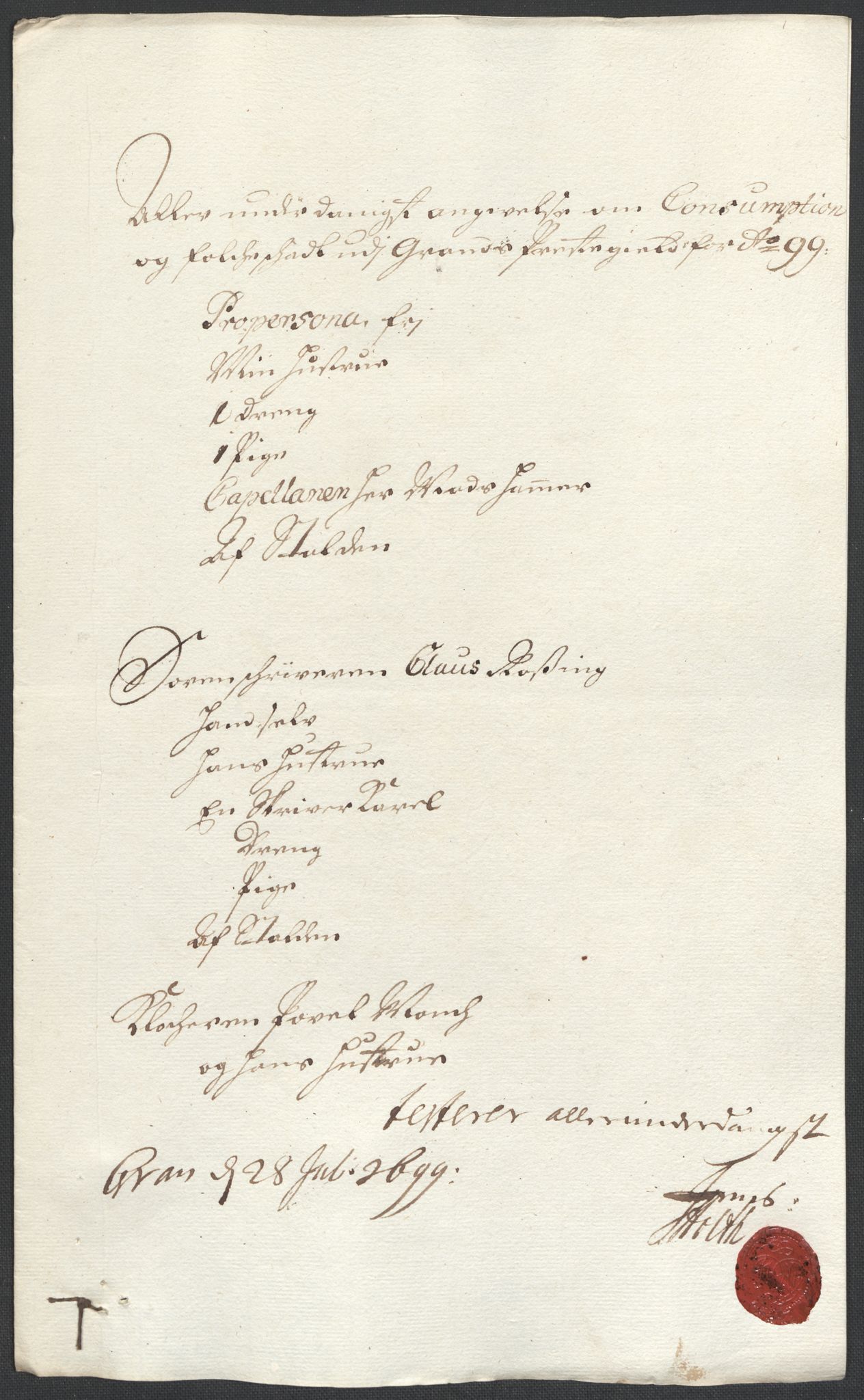 Rentekammeret inntil 1814, Reviderte regnskaper, Fogderegnskap, AV/RA-EA-4092/R18/L1297: Fogderegnskap Hadeland, Toten og Valdres, 1699, p. 331