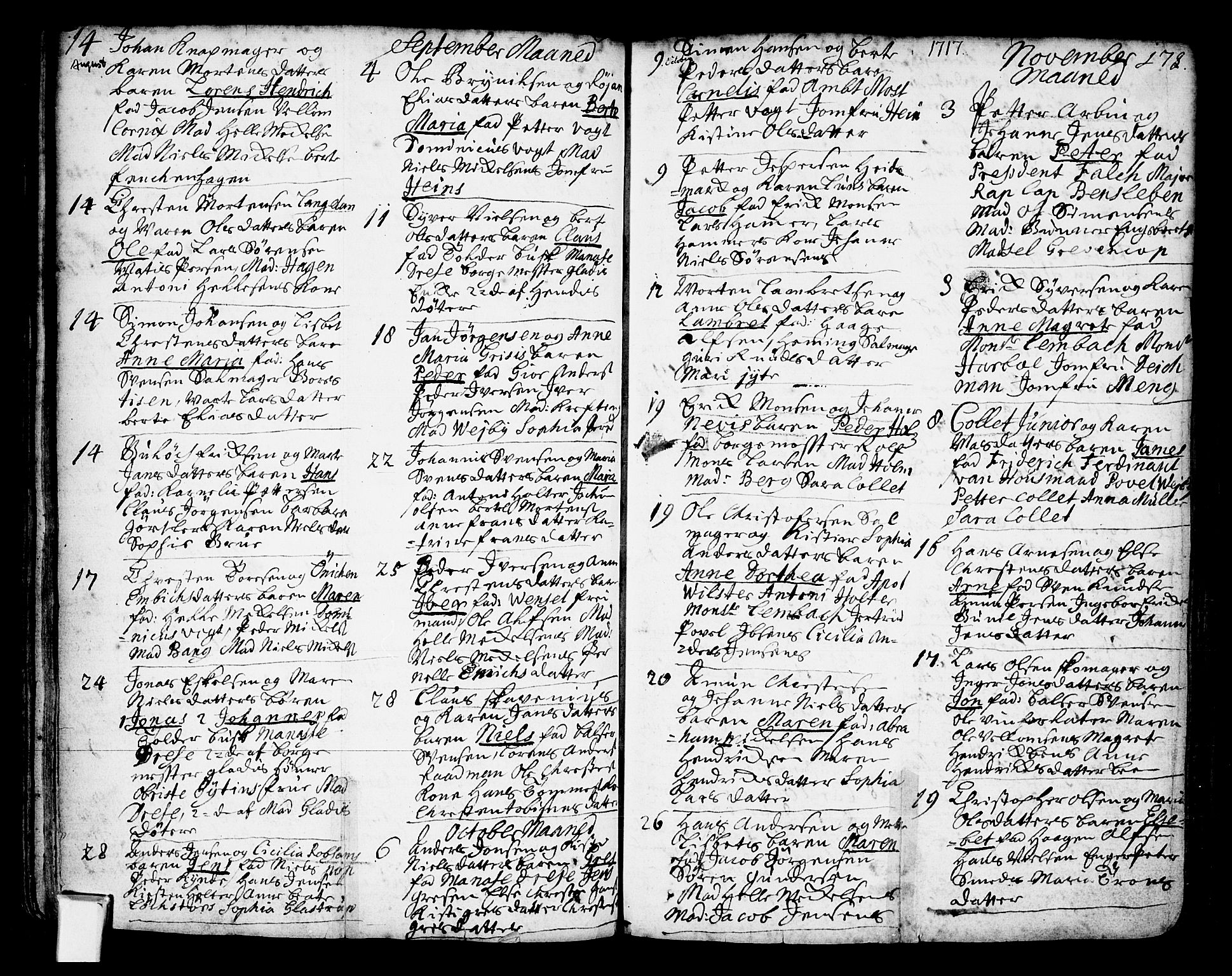 Oslo domkirke Kirkebøker, AV/SAO-A-10752/F/Fa/L0002: Parish register (official) no. 2, 1705-1730, p. 178