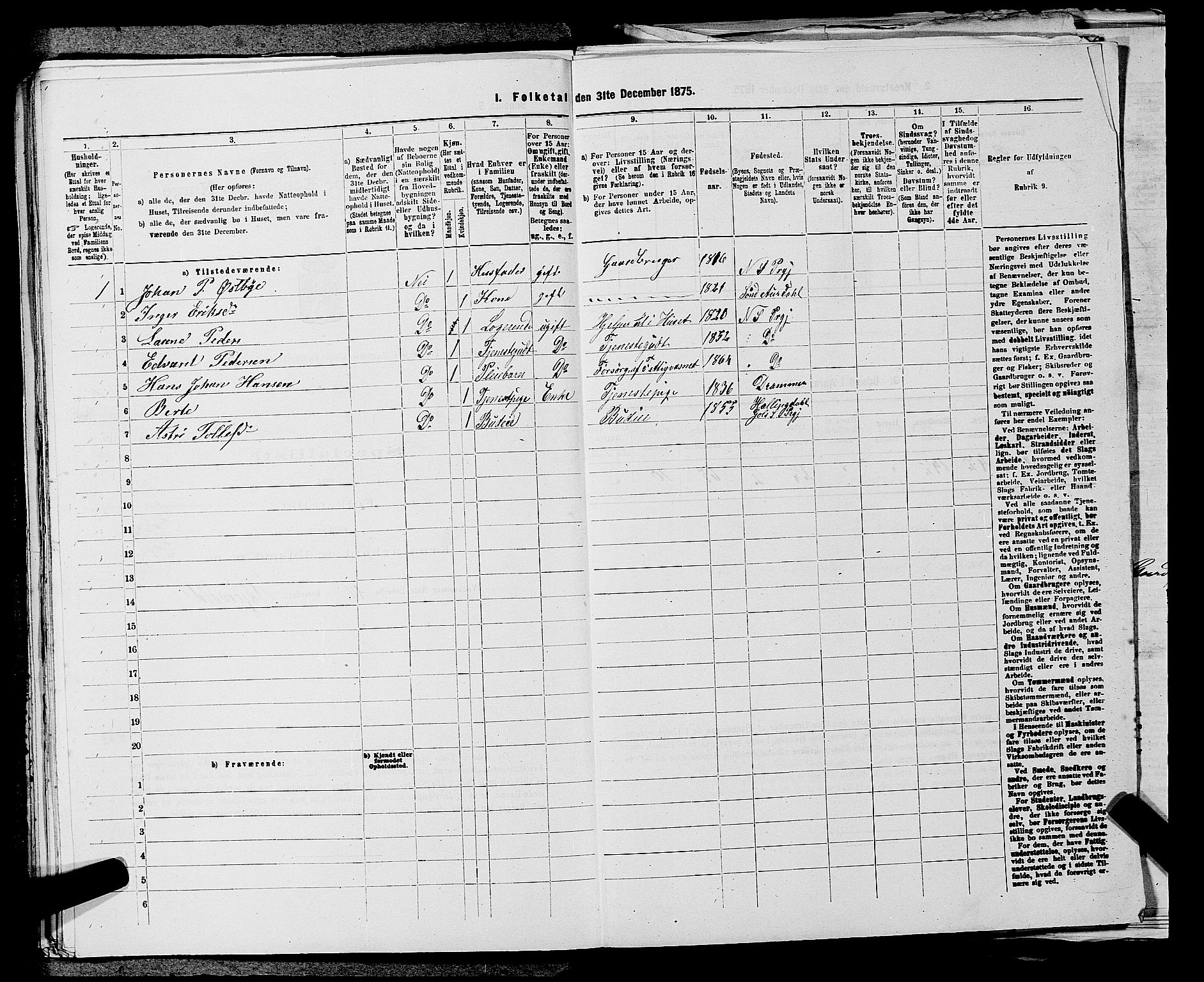 SAKO, 1875 census for 0613L Norderhov/Norderhov, Haug og Lunder, 1875, p. 958