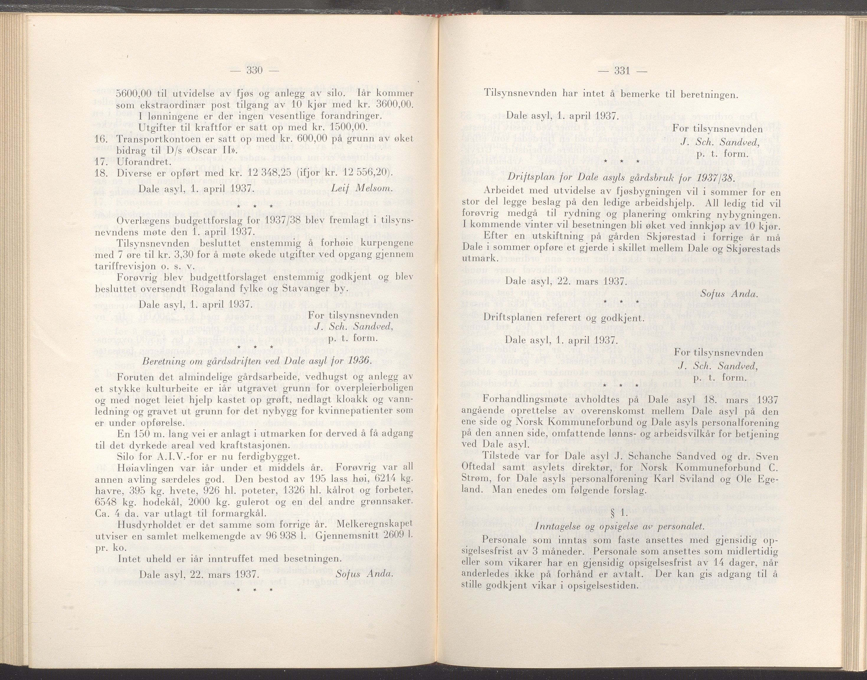 Rogaland fylkeskommune - Fylkesrådmannen , IKAR/A-900/A/Aa/Aaa/L0056: Møtebok , 1937, p. 330-331