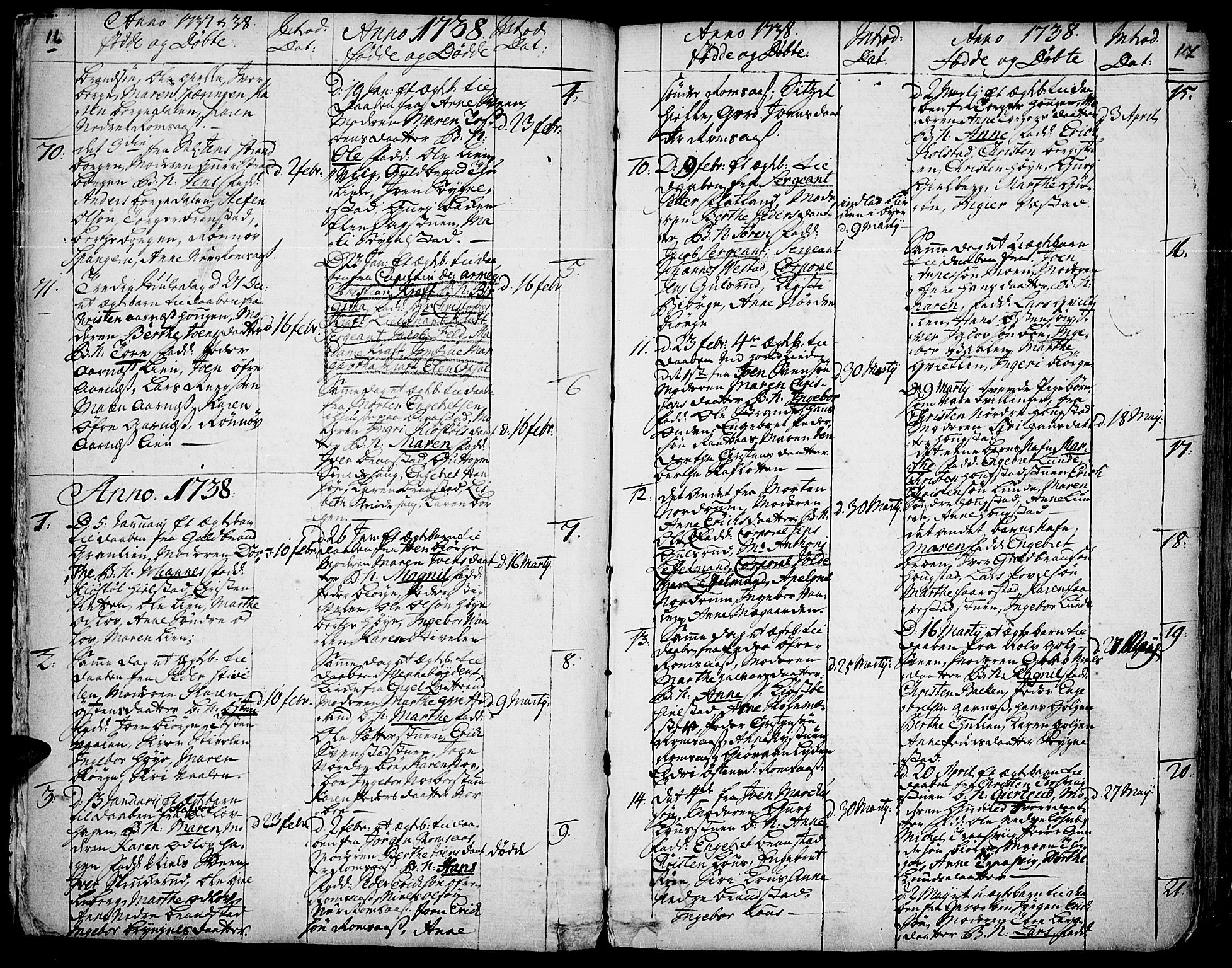 Ringebu prestekontor, SAH/PREST-082/H/Ha/Haa/L0002: Parish register (official) no. 2, 1734-1780, p. 16-17