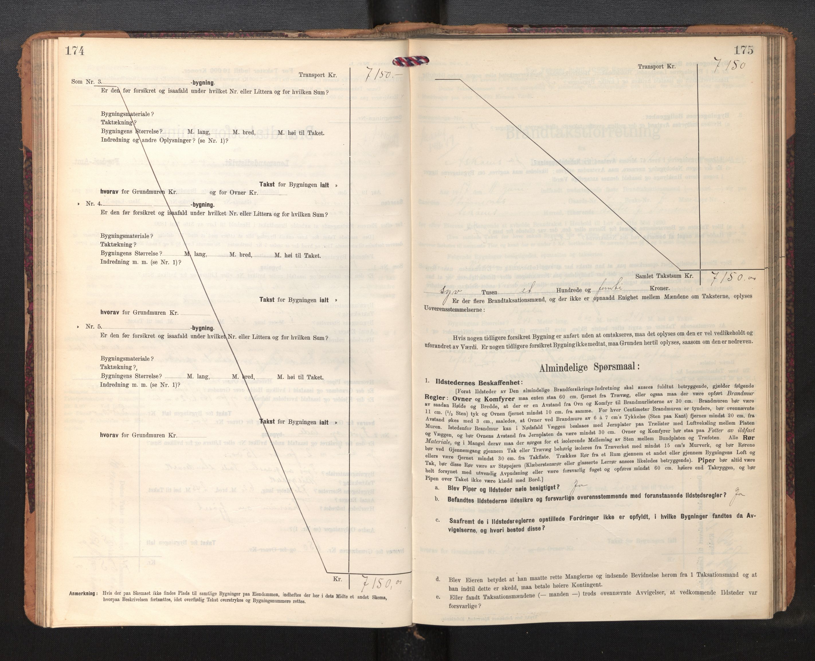 Lensmannen i Askøy, AV/SAB-A-31001/0012/L0007: Branntakstprotokoll, skjematakst, 1910-1919, p. 174-175