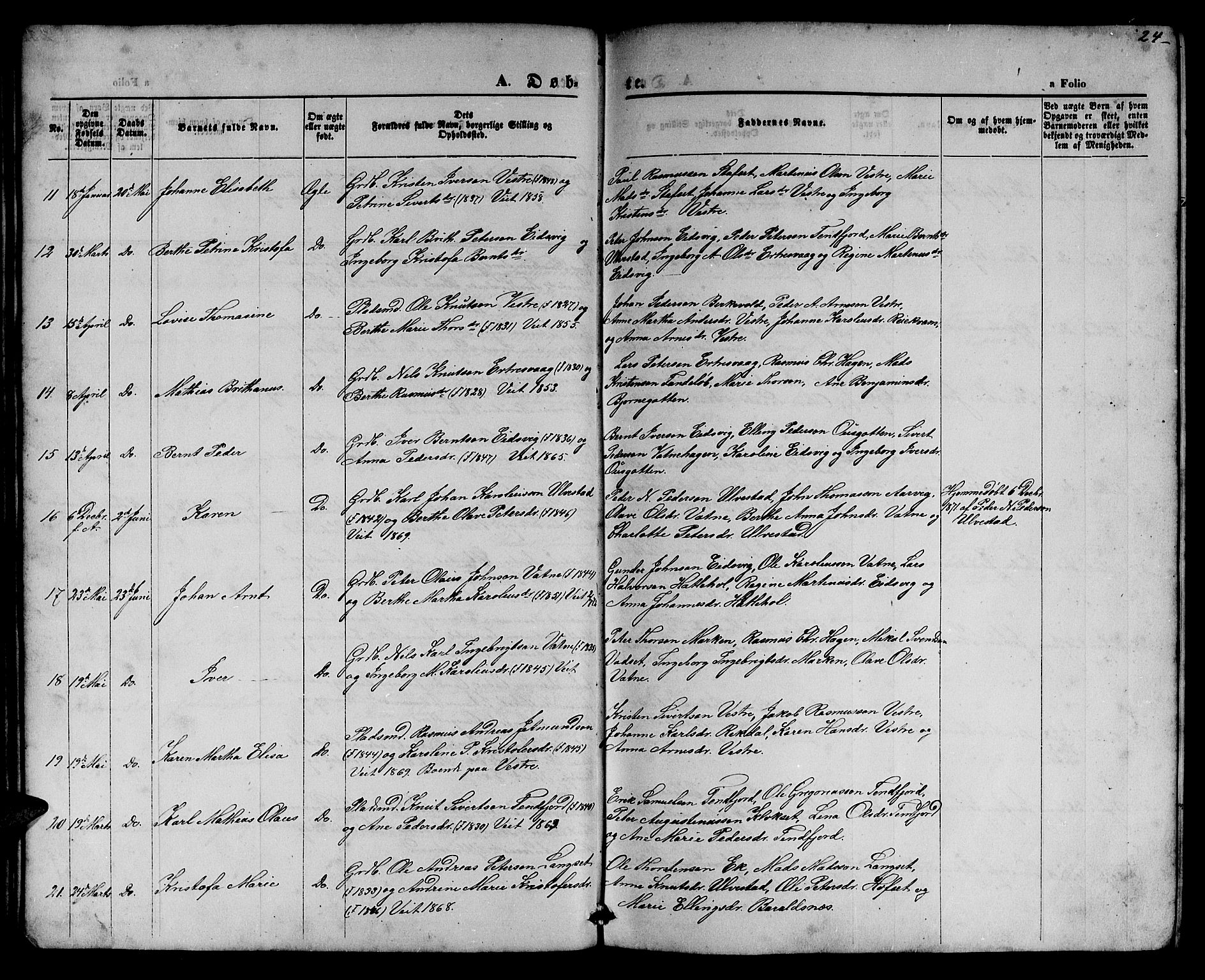 Ministerialprotokoller, klokkerbøker og fødselsregistre - Møre og Romsdal, AV/SAT-A-1454/525/L0375: Parish register (copy) no. 525C01, 1865-1879, p. 24