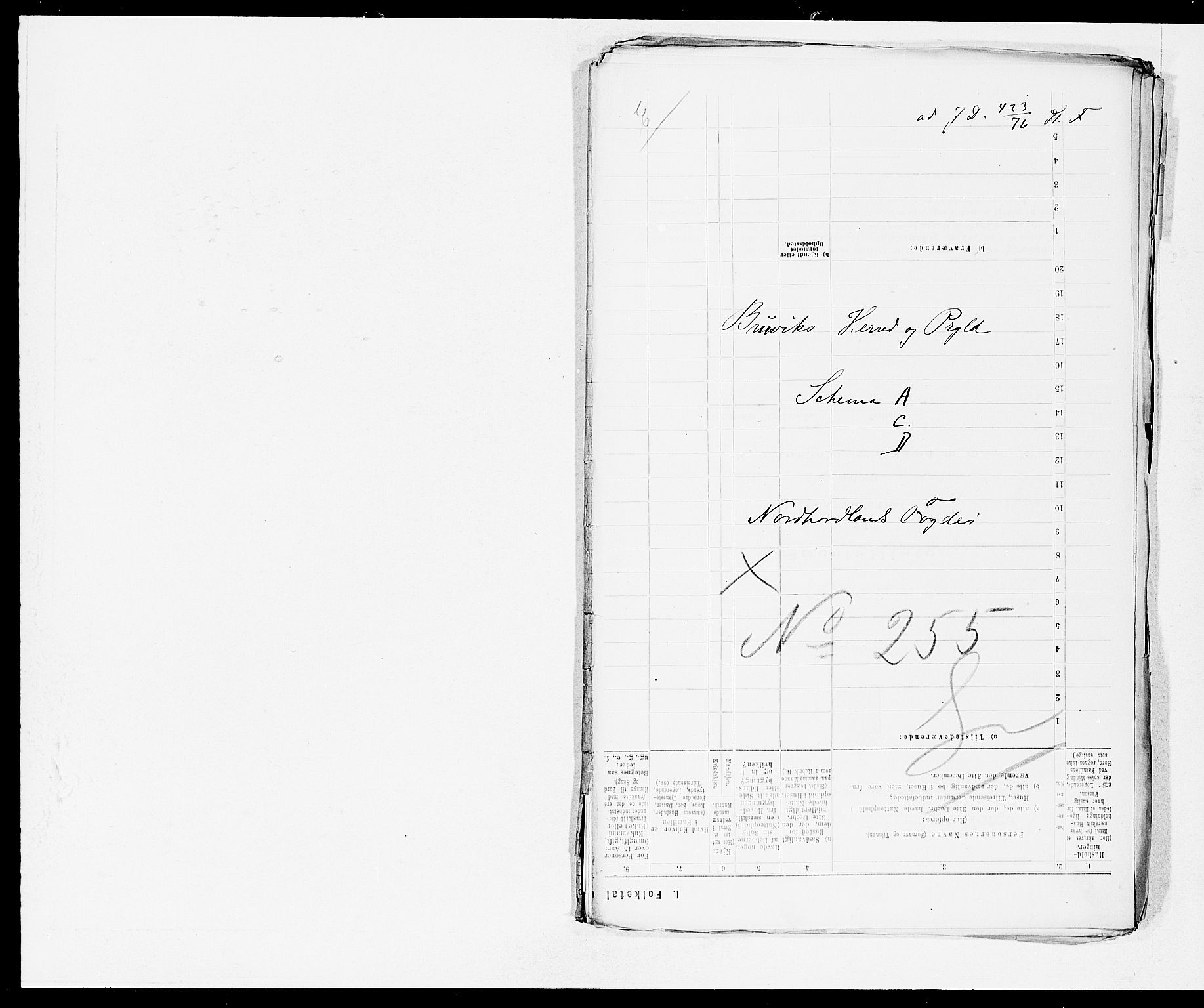 SAB, 1875 census for 1251P Bruvik, 1875, p. 1