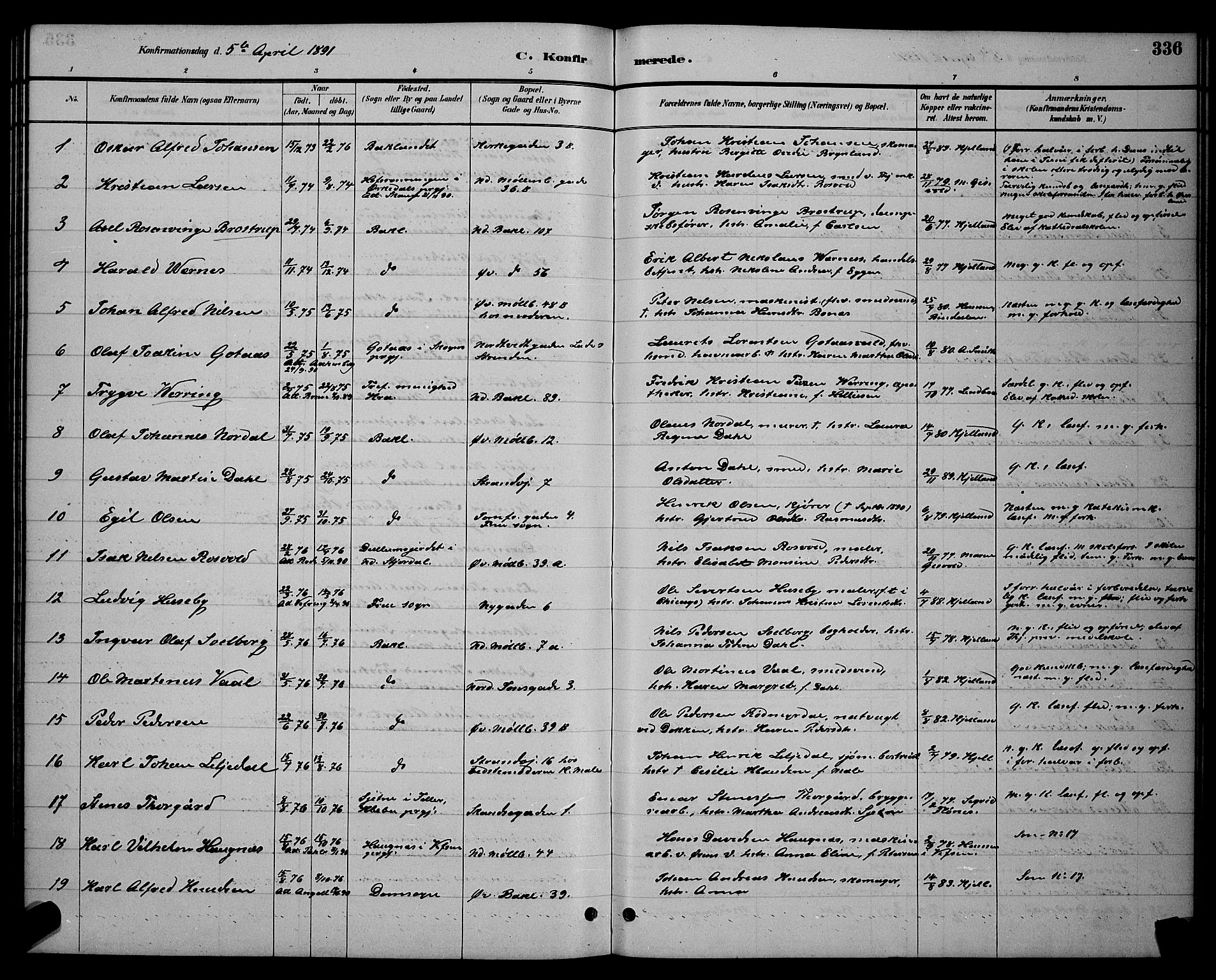Ministerialprotokoller, klokkerbøker og fødselsregistre - Sør-Trøndelag, SAT/A-1456/604/L0222: Parish register (copy) no. 604C05, 1886-1895, p. 336