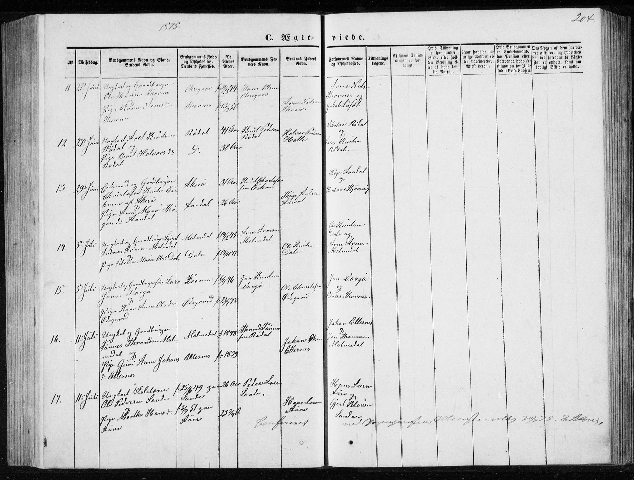 Ministerialprotokoller, klokkerbøker og fødselsregistre - Møre og Romsdal, AV/SAT-A-1454/565/L0754: Parish register (copy) no. 565C03, 1870-1896, p. 204