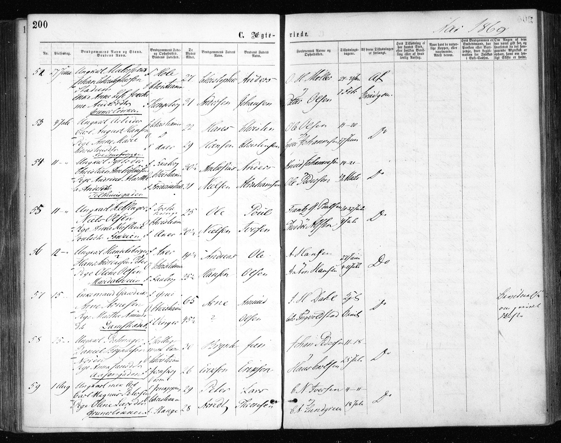 Gamle Aker prestekontor Kirkebøker, AV/SAO-A-10617a/F/L0003: Parish register (official) no. 3, 1865-1873, p. 200