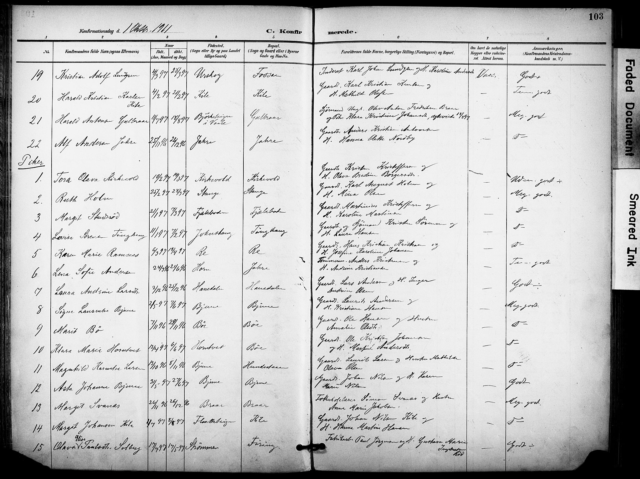 Ramnes kirkebøker, AV/SAKO-A-314/F/Fa/L0008: Parish register (official) no. I 8, 1896-1913, p. 103