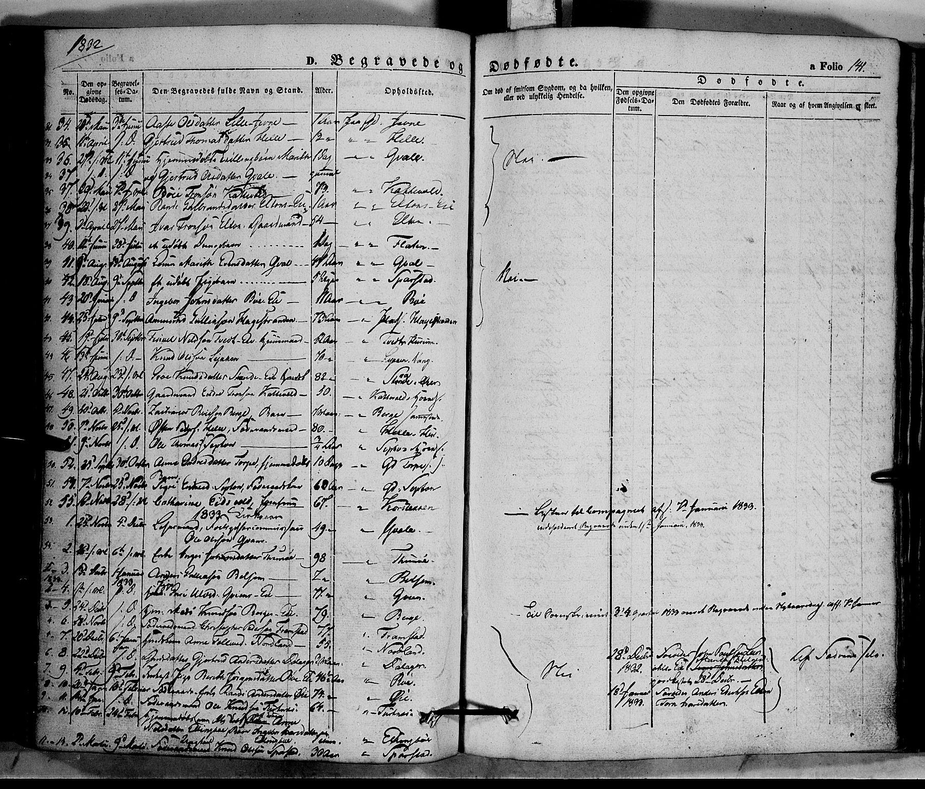 Vang prestekontor, Valdres, SAH/PREST-140/H/Ha/L0005: Parish register (official) no. 5, 1831-1845, p. 141