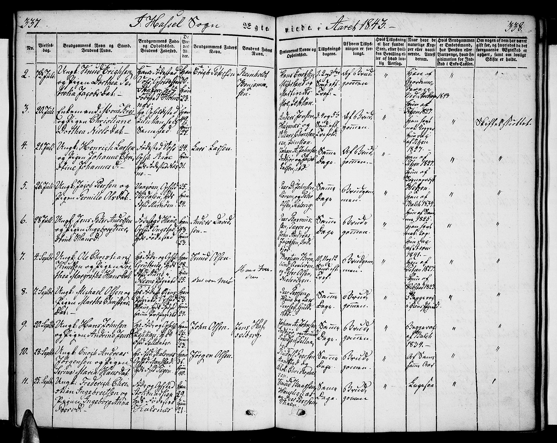 Ministerialprotokoller, klokkerbøker og fødselsregistre - Nordland, SAT/A-1459/888/L1239: Parish register (official) no. 888A06 /1, 1837-1849, p. 337-338