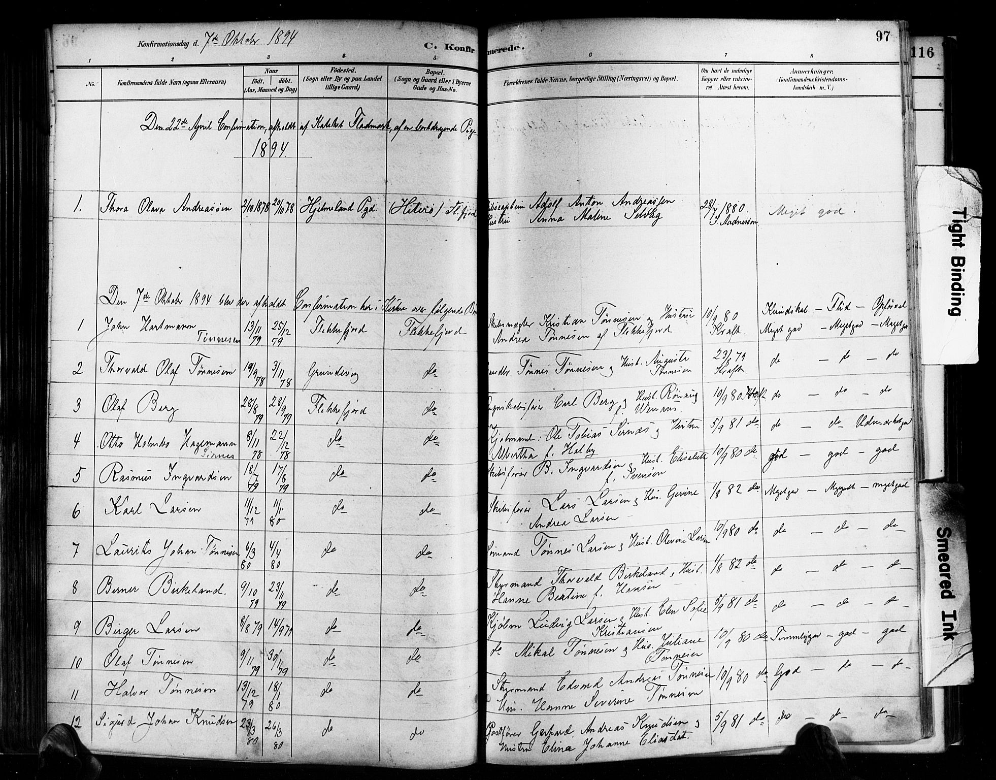 Flekkefjord sokneprestkontor, SAK/1111-0012/F/Fa/Faa/L0001: Parish register (official) no. A 1, 1885-1900, p. 97