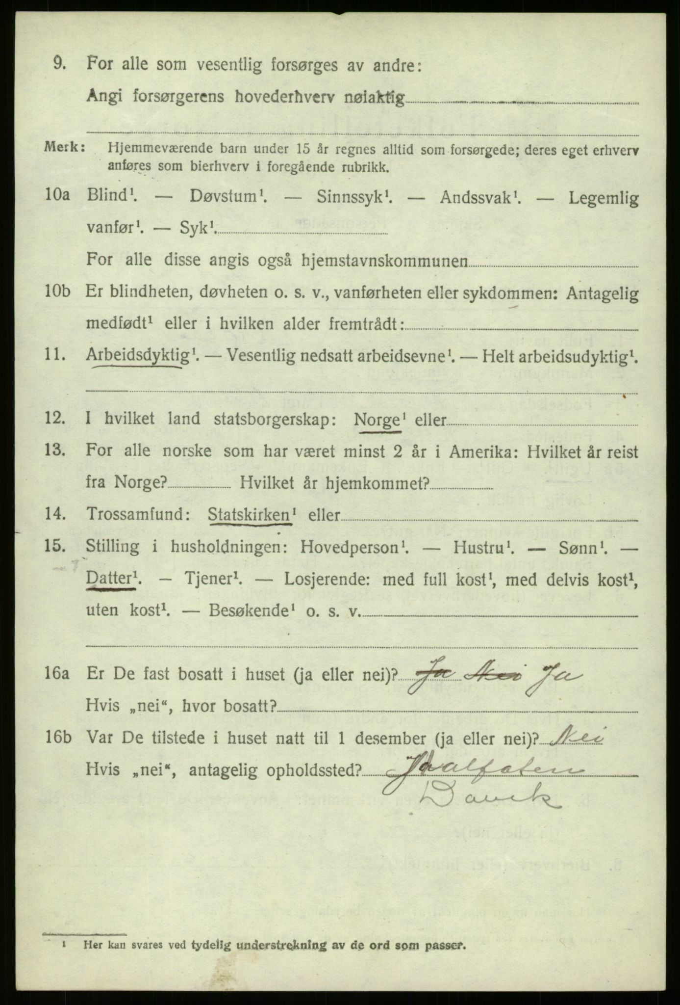 SAB, 1920 census for Davik, 1920, p. 5798