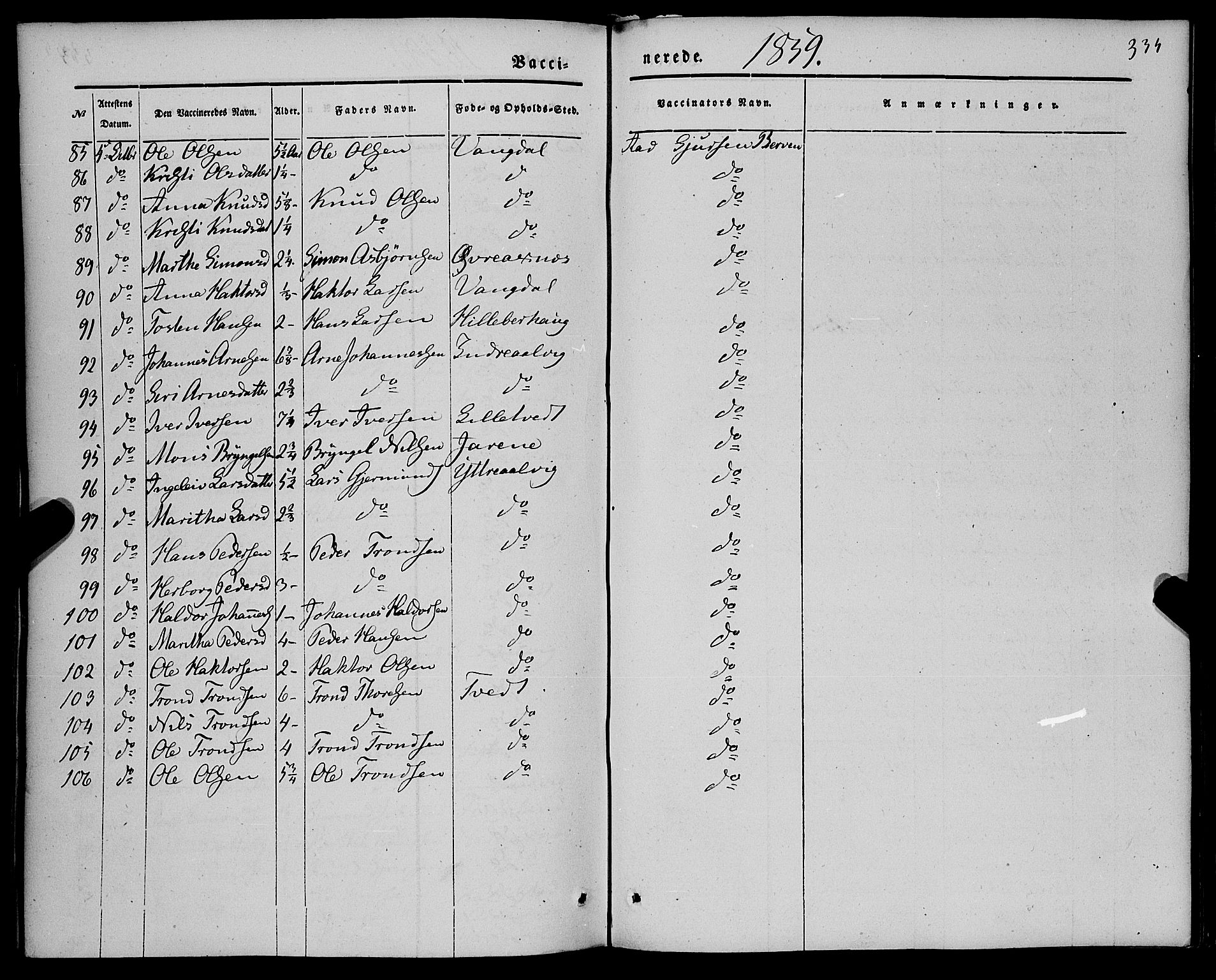 Kvam sokneprestembete, AV/SAB-A-76201/H/Haa: Parish register (official) no. A 8, 1844-1863, p. 334