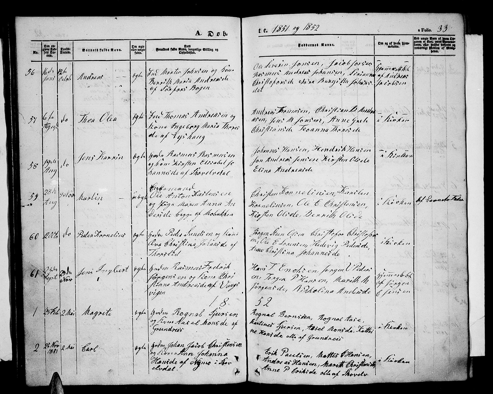 Tranøy sokneprestkontor, SATØ/S-1313/I/Ia/Iab/L0002klokker: Parish register (copy) no. 2, 1847-1860, p. 33