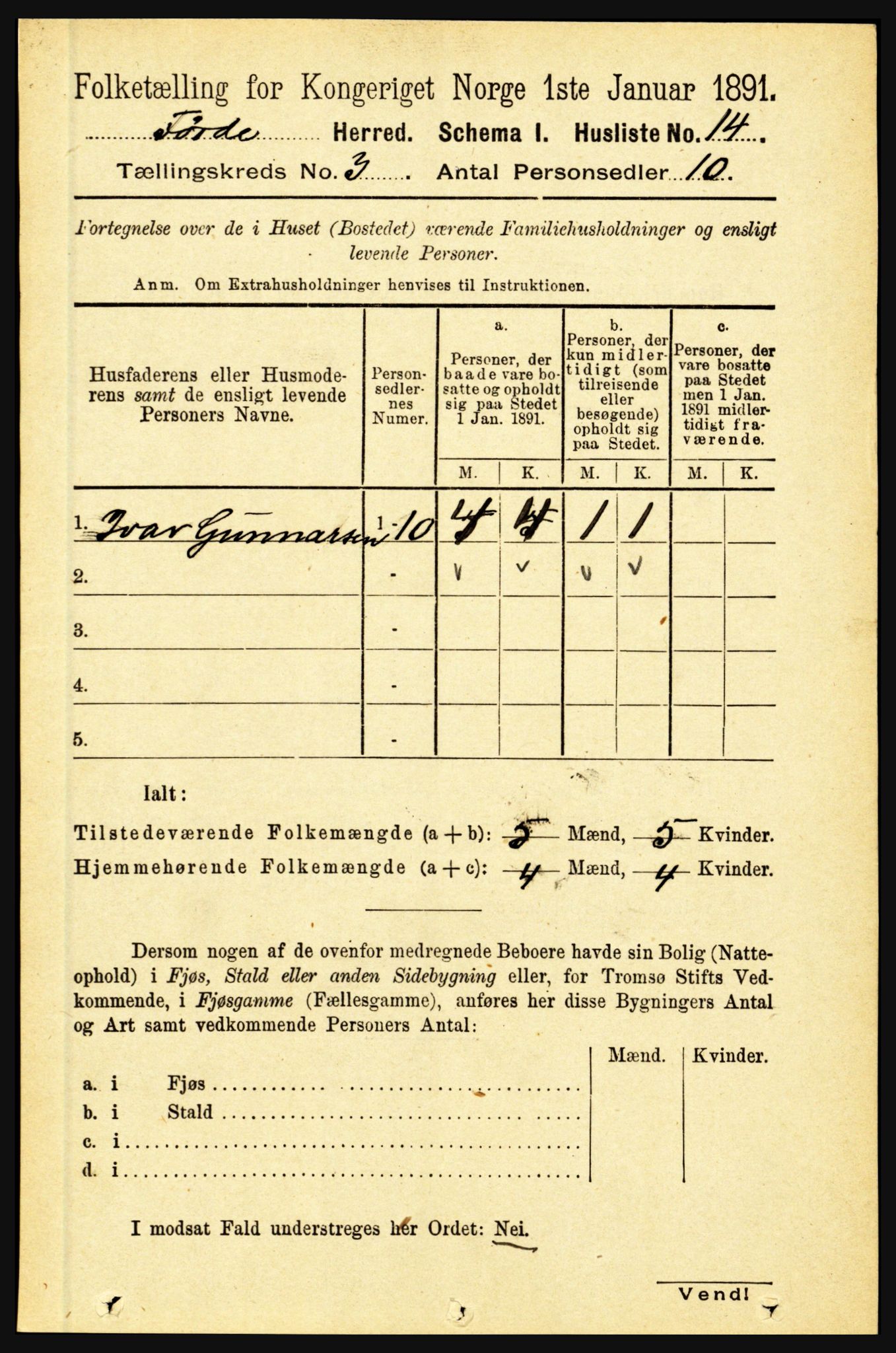 RA, 1891 census for 1432 Førde, 1891, p. 821