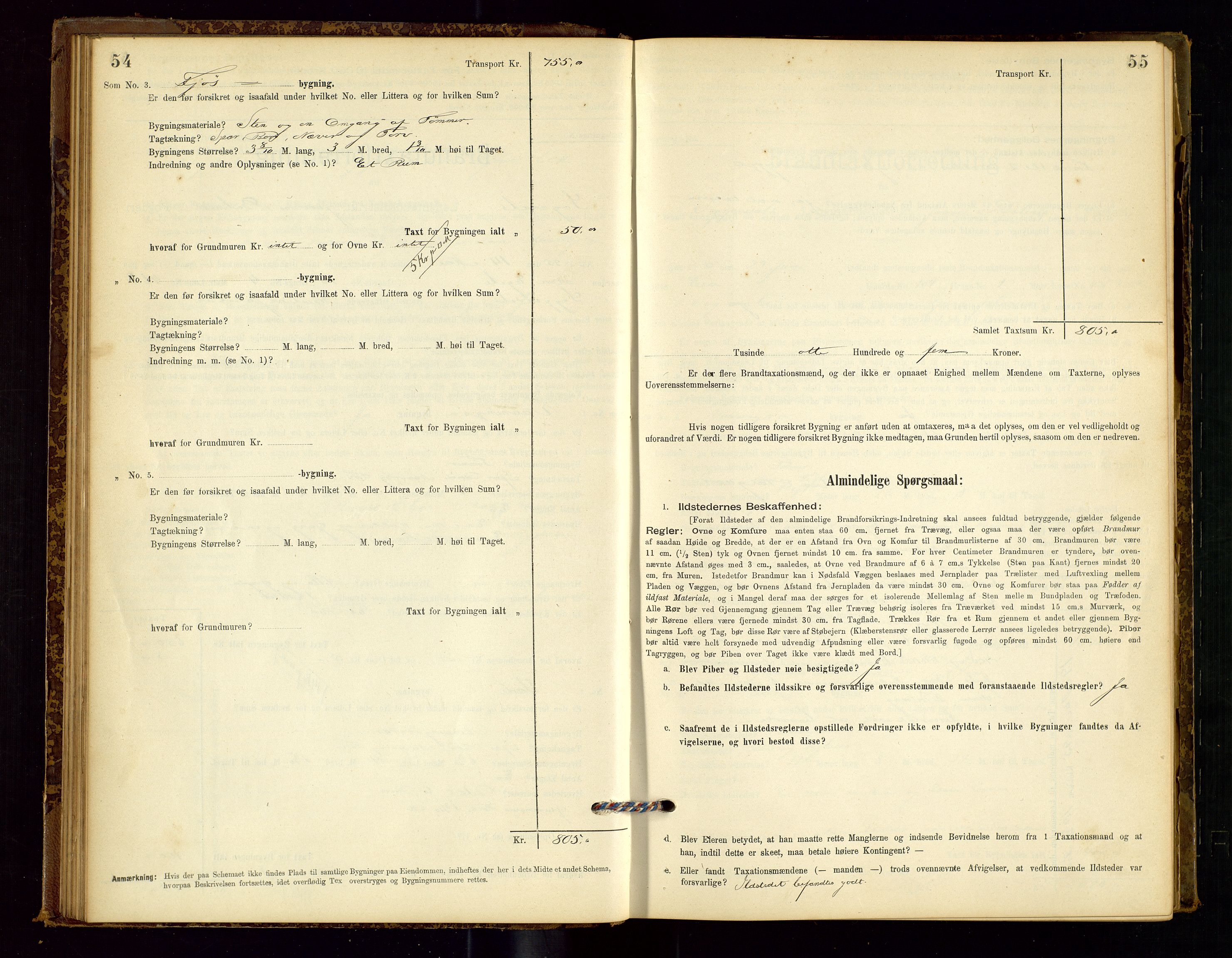 Sokndal lensmannskontor, AV/SAST-A-100417/Gob/L0001: "Brandtaxt-Protokol", 1895-1902, p. 54-55