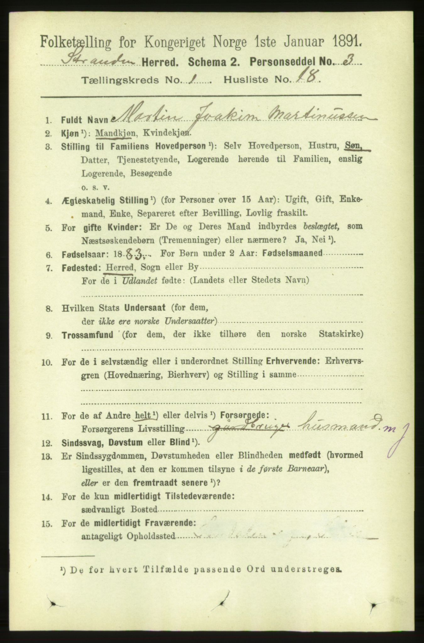 RA, 1891 census for 1525 Stranda, 1891, p. 179