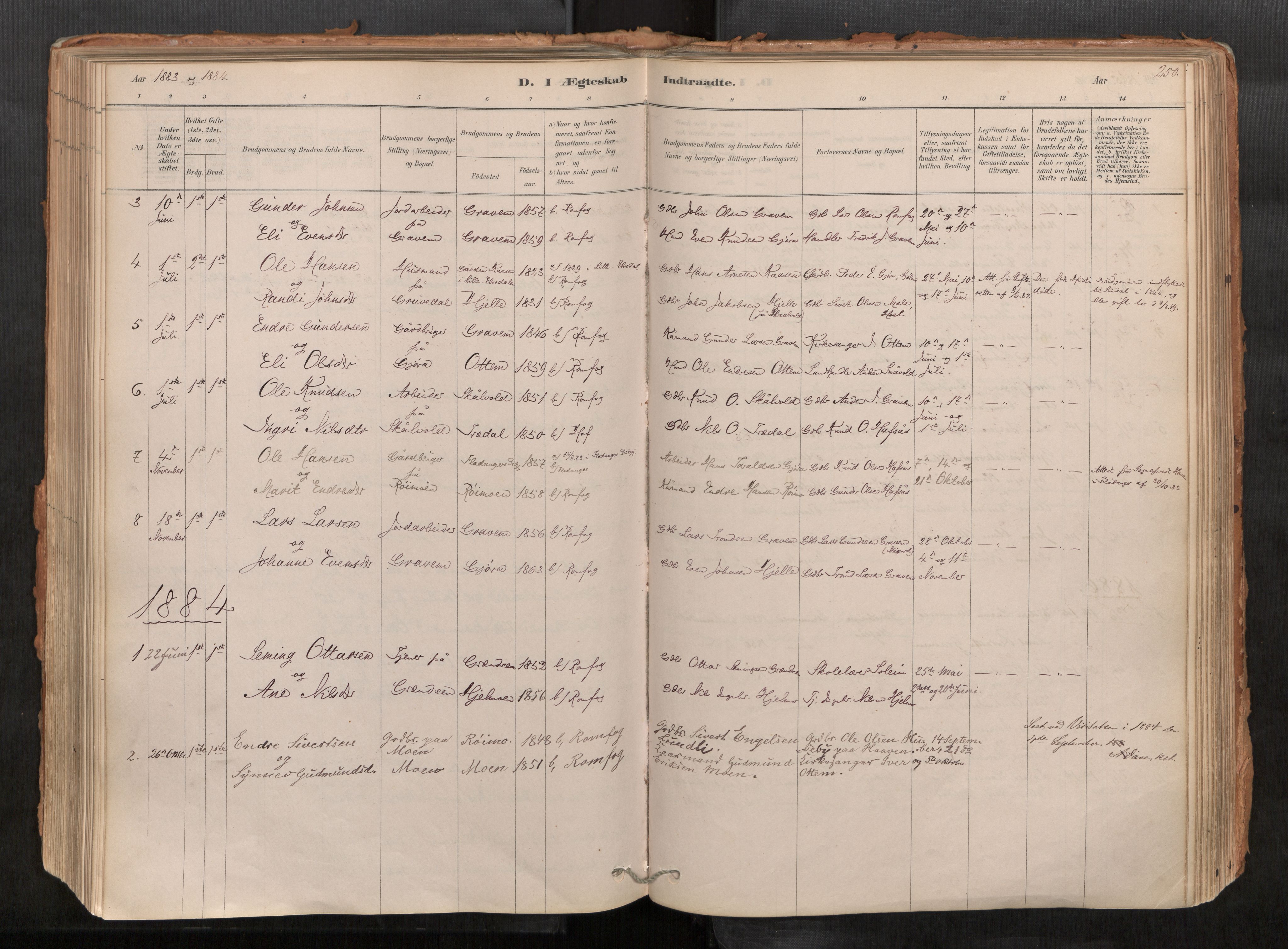 Sunndal sokneprestkontor, AV/SAT-A-1085/1/I/I1/I1a/L0001: Parish register (official) no. 1, 1877-1914, p. 250