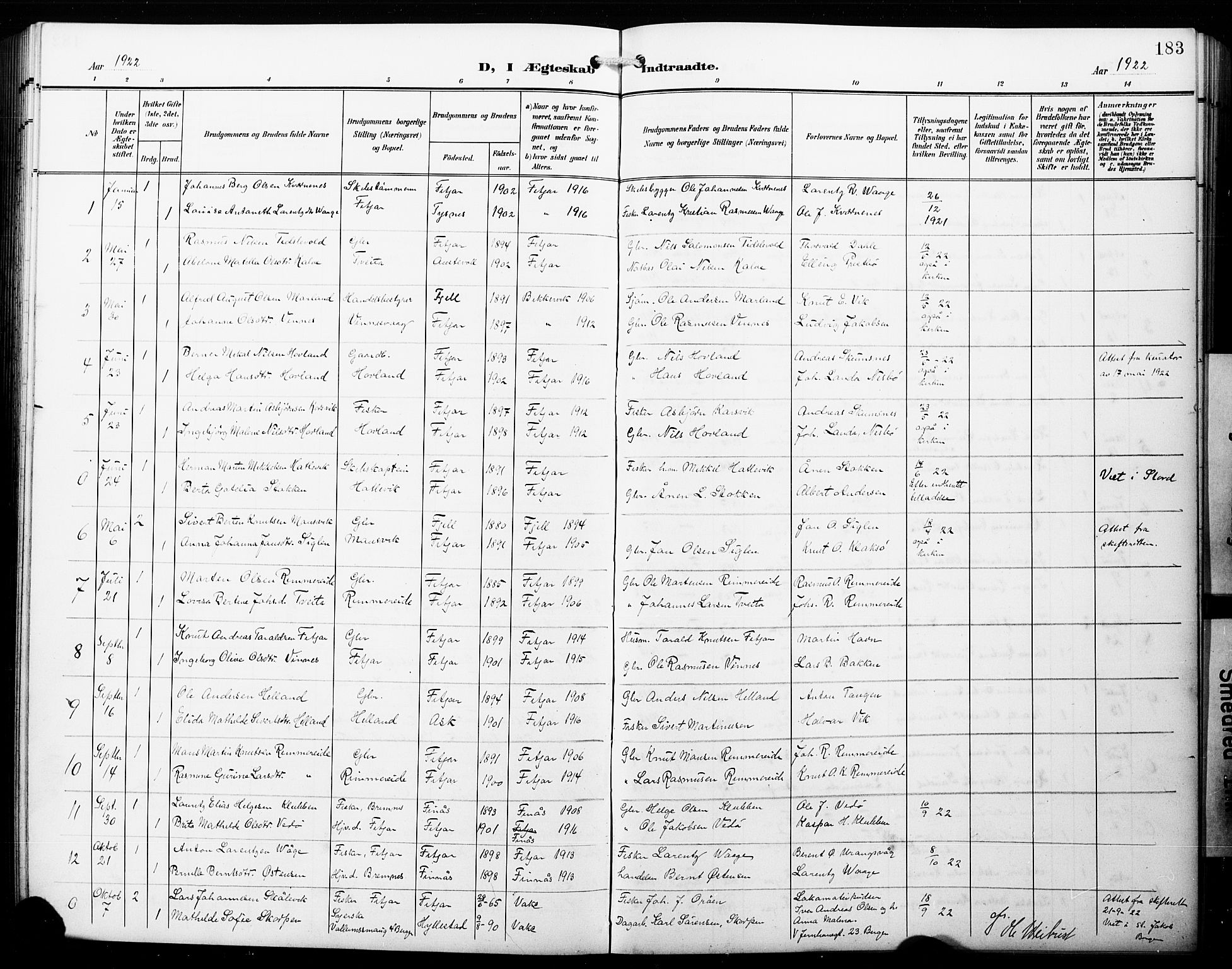 Fitjar sokneprestembete, SAB/A-99926: Parish register (copy) no. B 1, 1906-1928, p. 183
