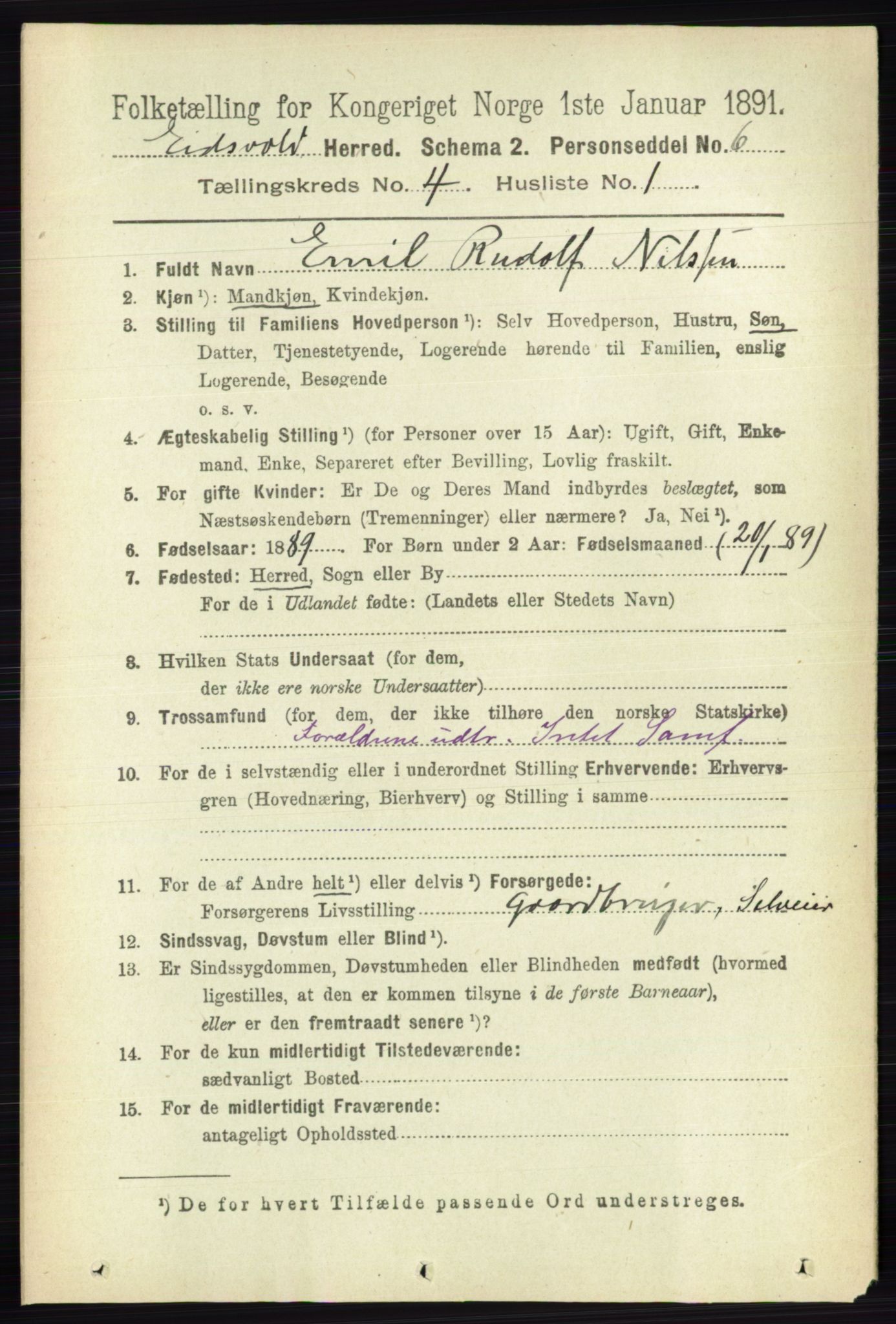 RA, 1891 census for 0237 Eidsvoll, 1891, p. 2123