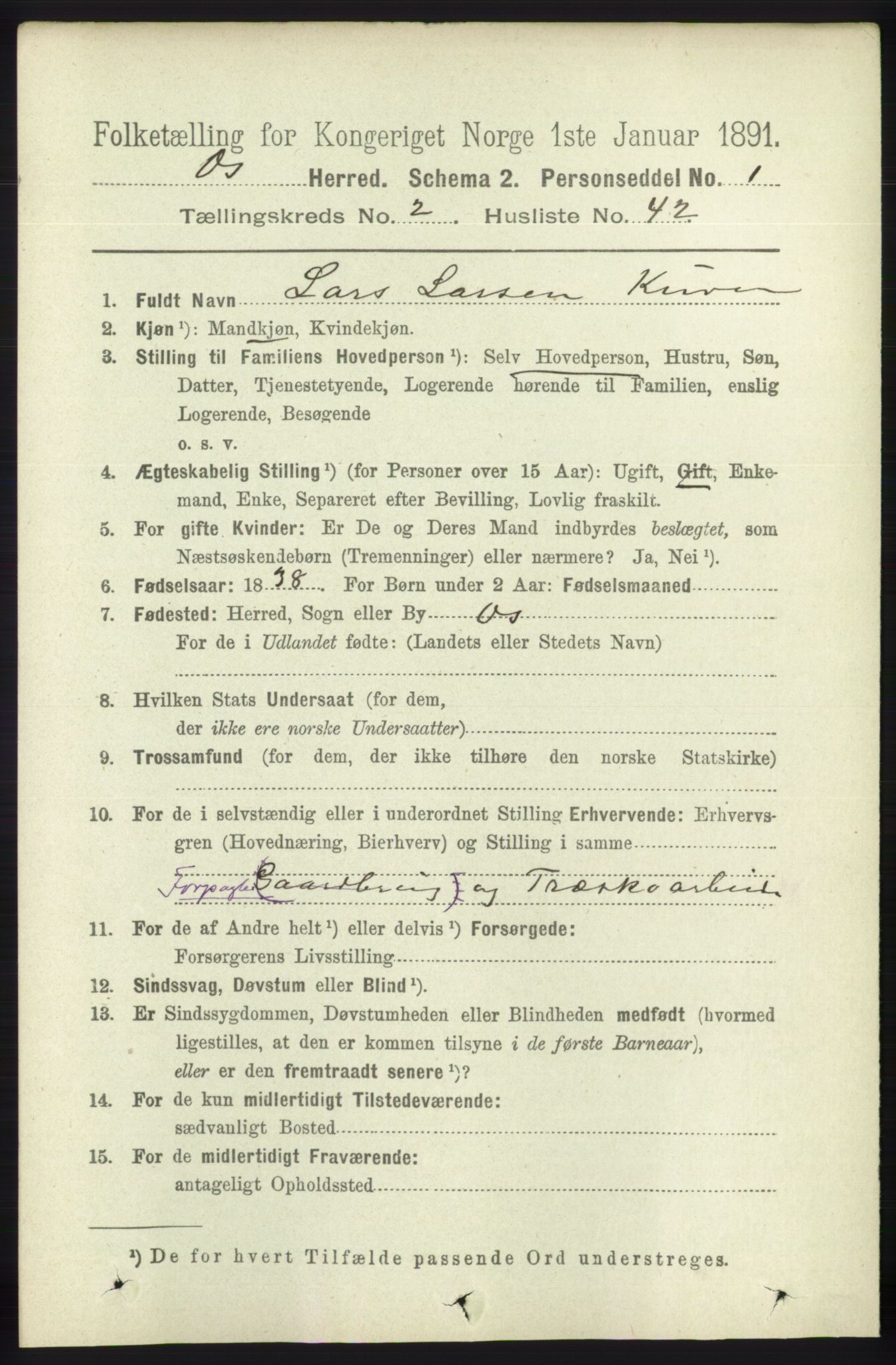 RA, 1891 census for 1243 Os, 1891, p. 670