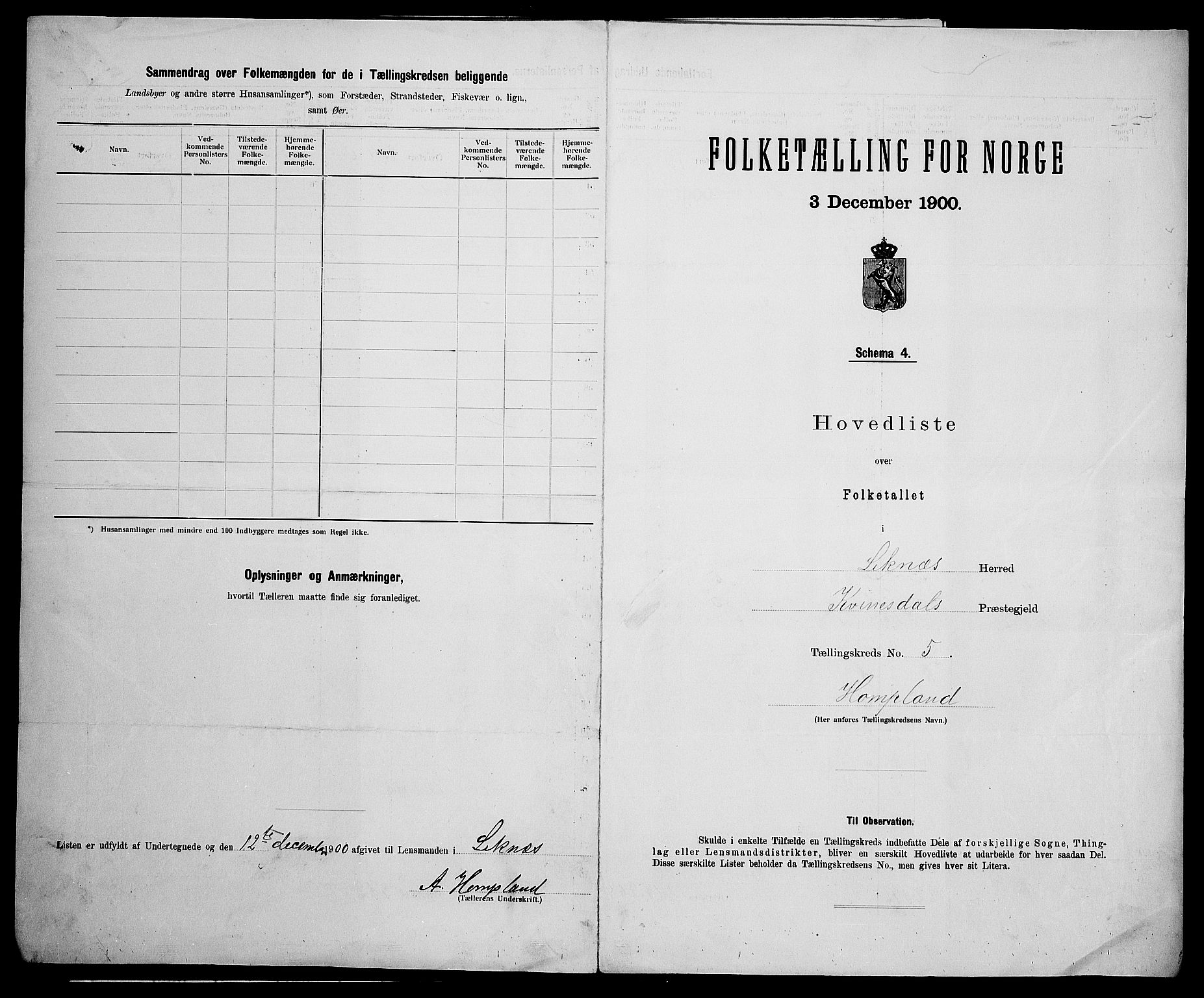 SAK, 1900 census for Liknes, 1900, p. 23