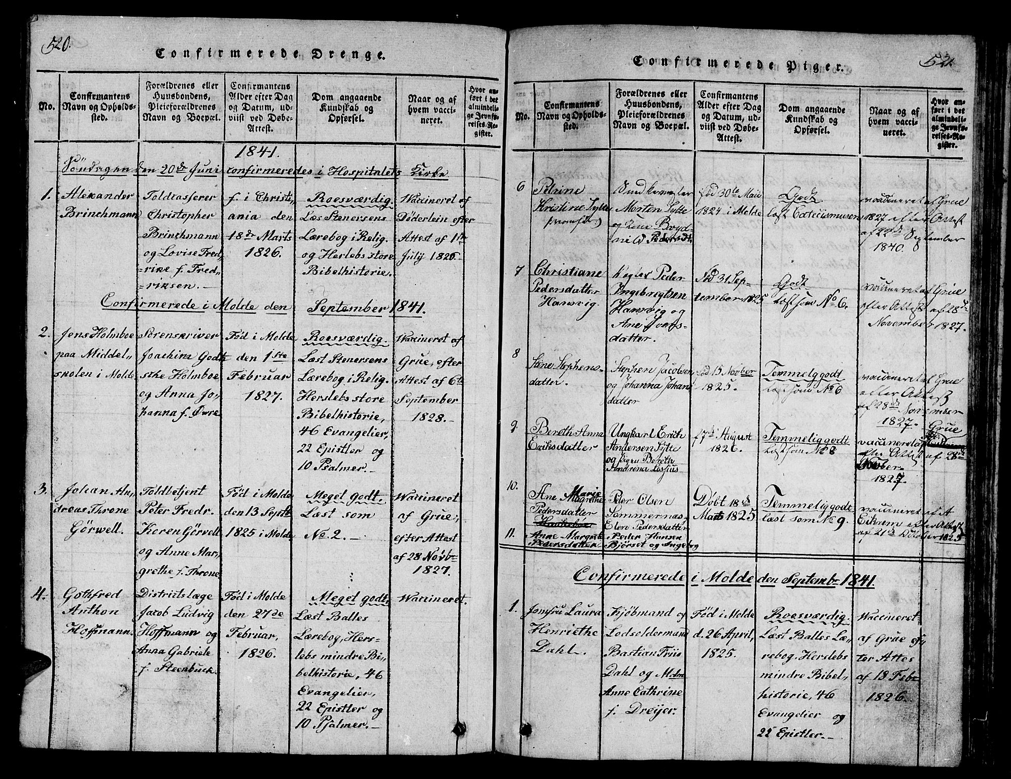 Ministerialprotokoller, klokkerbøker og fødselsregistre - Møre og Romsdal, AV/SAT-A-1454/558/L0700: Parish register (copy) no. 558C01, 1818-1868, p. 520-521