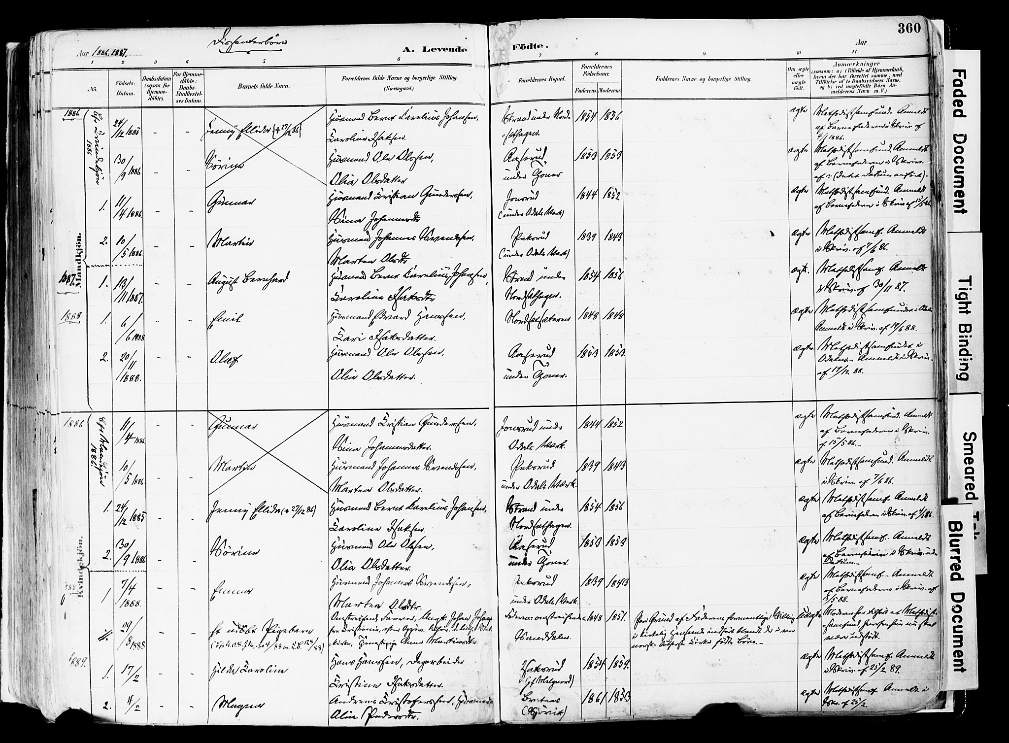 Sør-Odal prestekontor, SAH/PREST-030/H/Ha/Haa/L0006: Parish register (official) no. 6, 1886-1931, p. 360