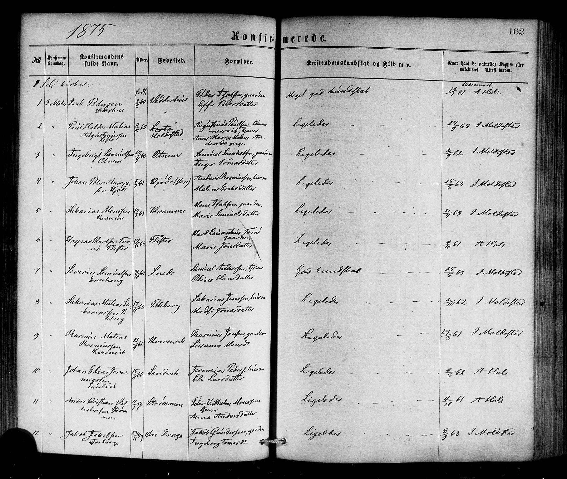 Selje sokneprestembete, SAB/A-99938/H/Ha/Haa/Haaa: Parish register (official) no. A 12, 1870-1880, p. 162