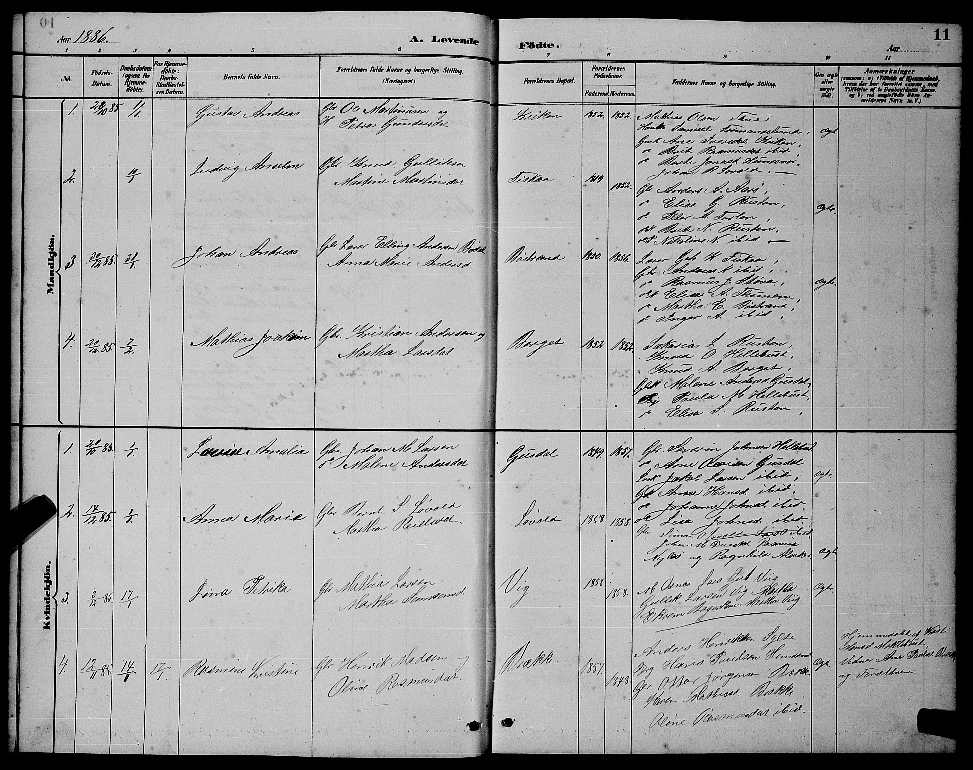 Ministerialprotokoller, klokkerbøker og fødselsregistre - Møre og Romsdal, AV/SAT-A-1454/501/L0017: Parish register (copy) no. 501C03, 1885-1901, p. 11