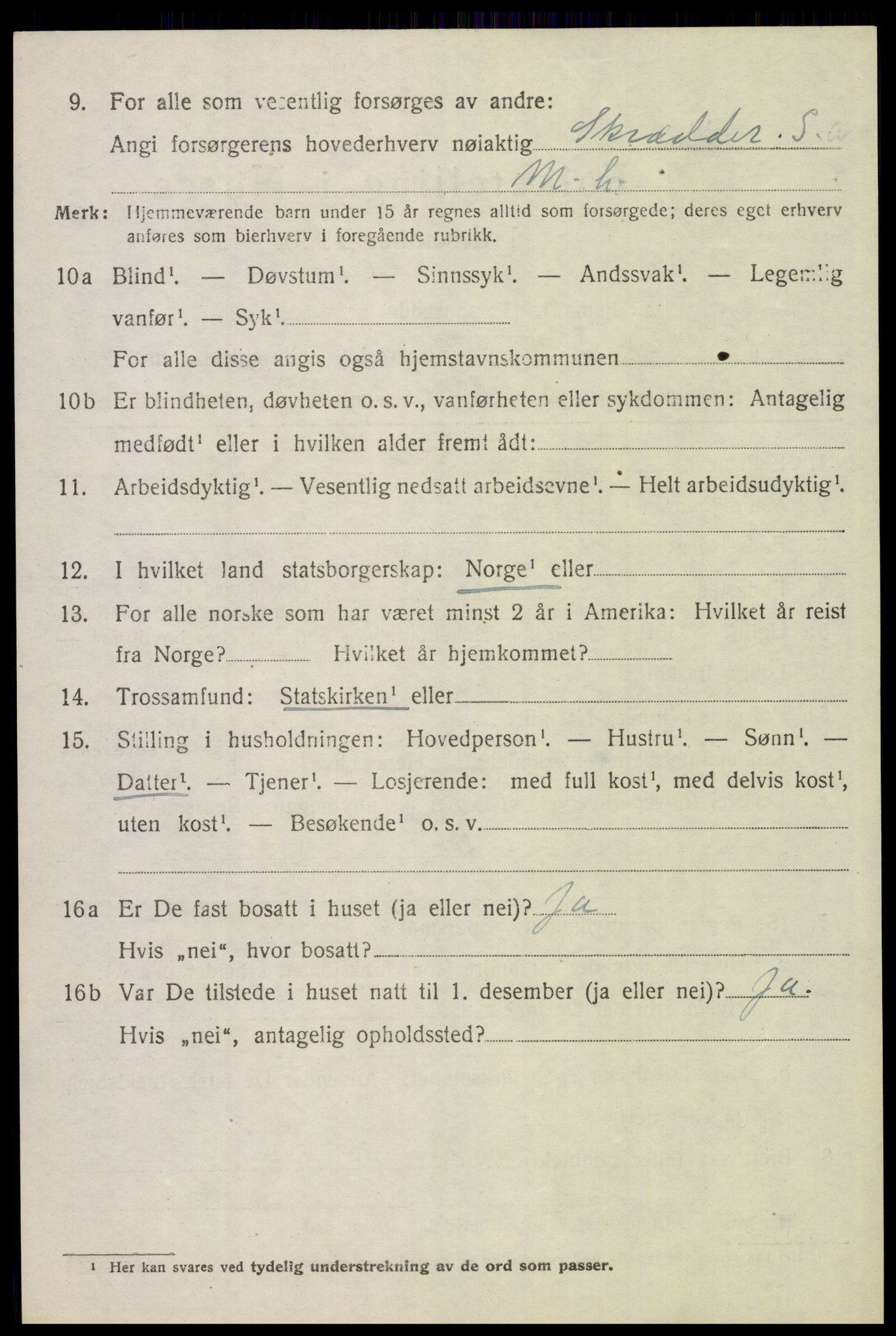 SAH, 1920 census for Tynset, 1920, p. 6901