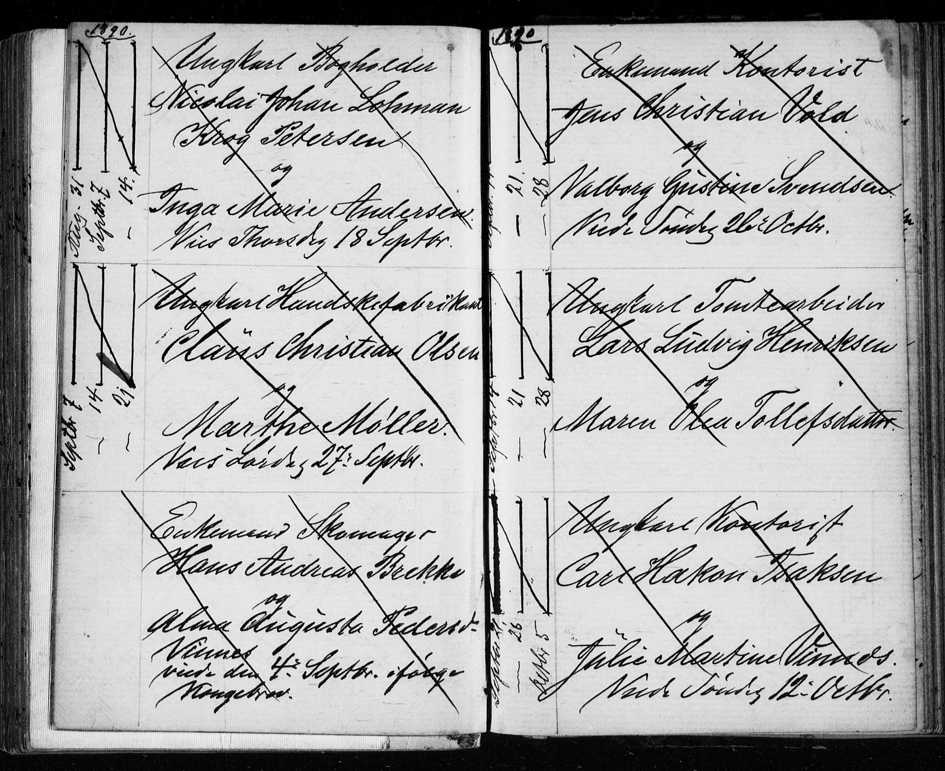 Bragernes kirkebøker, AV/SAKO-A-6/H/Ha/L0006: Banns register no. 6, 1873-1896