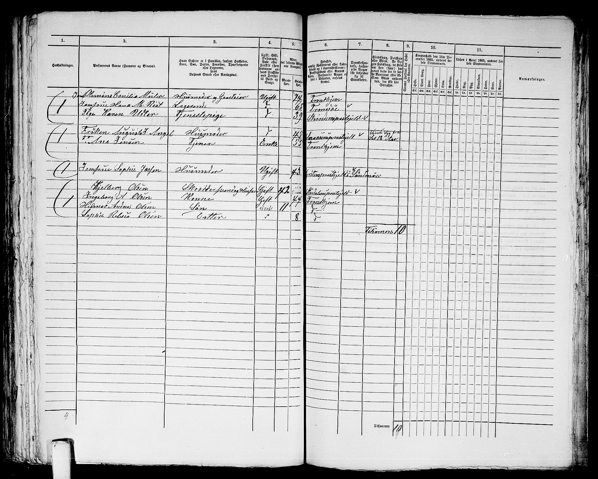 RA, 1865 census for Trondheim, 1865, p. 842