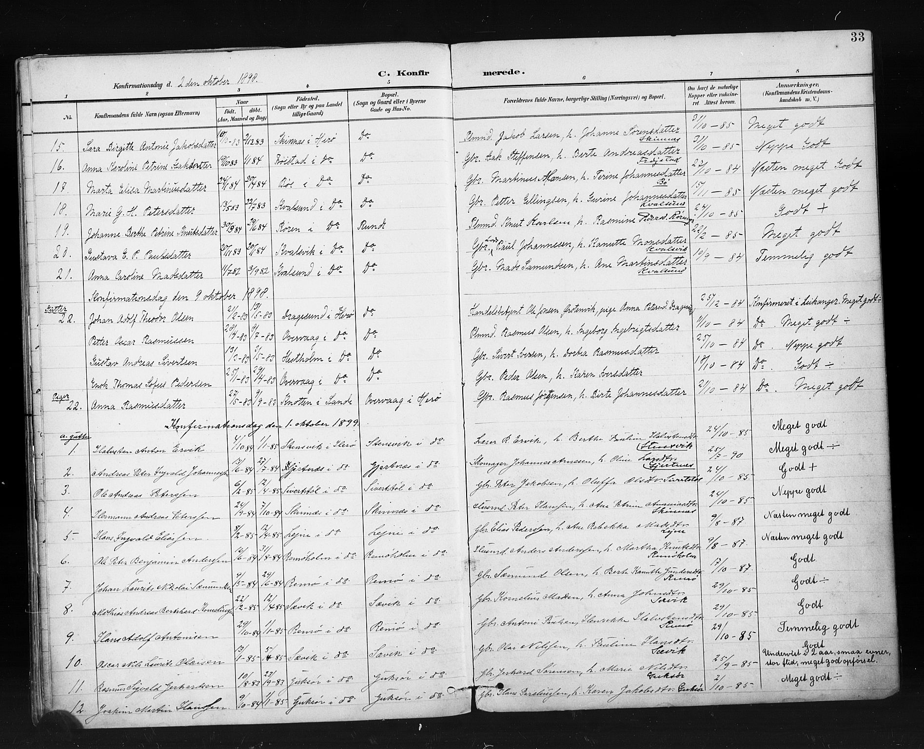 Ministerialprotokoller, klokkerbøker og fødselsregistre - Møre og Romsdal, AV/SAT-A-1454/507/L0074: Parish register (official) no. 507A09, 1894-1900, p. 33