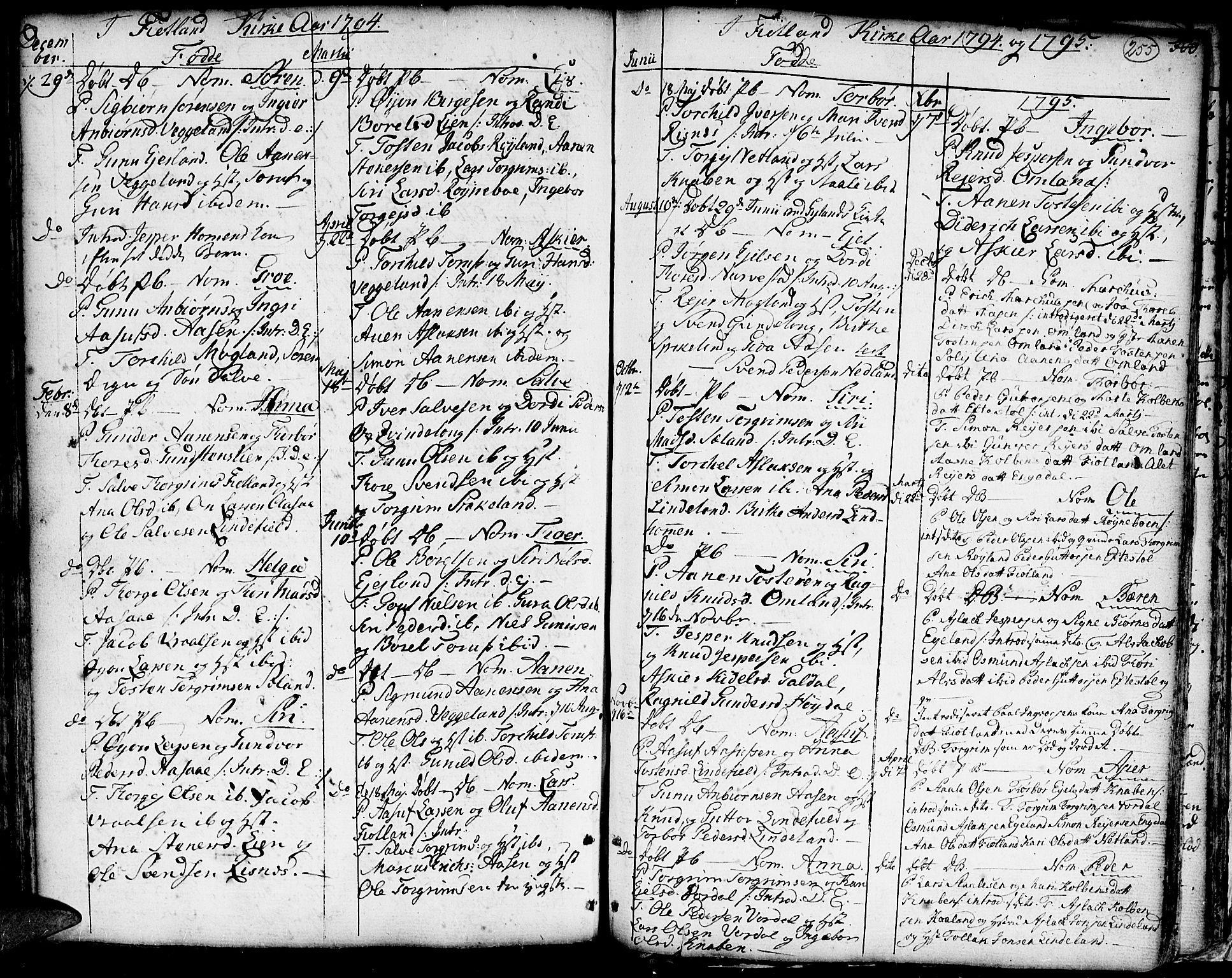 Hægebostad sokneprestkontor, SAK/1111-0024/F/Fa/Faa/L0001: Parish register (official) no. A 1 /3, 1760-1826, p. 255