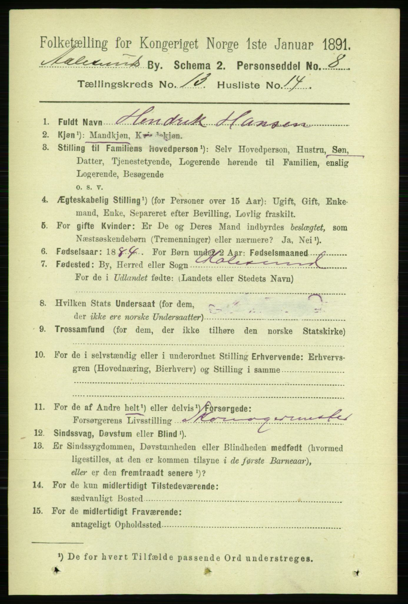 RA, 1891 census for 1501 Ålesund, 1891, p. 8179