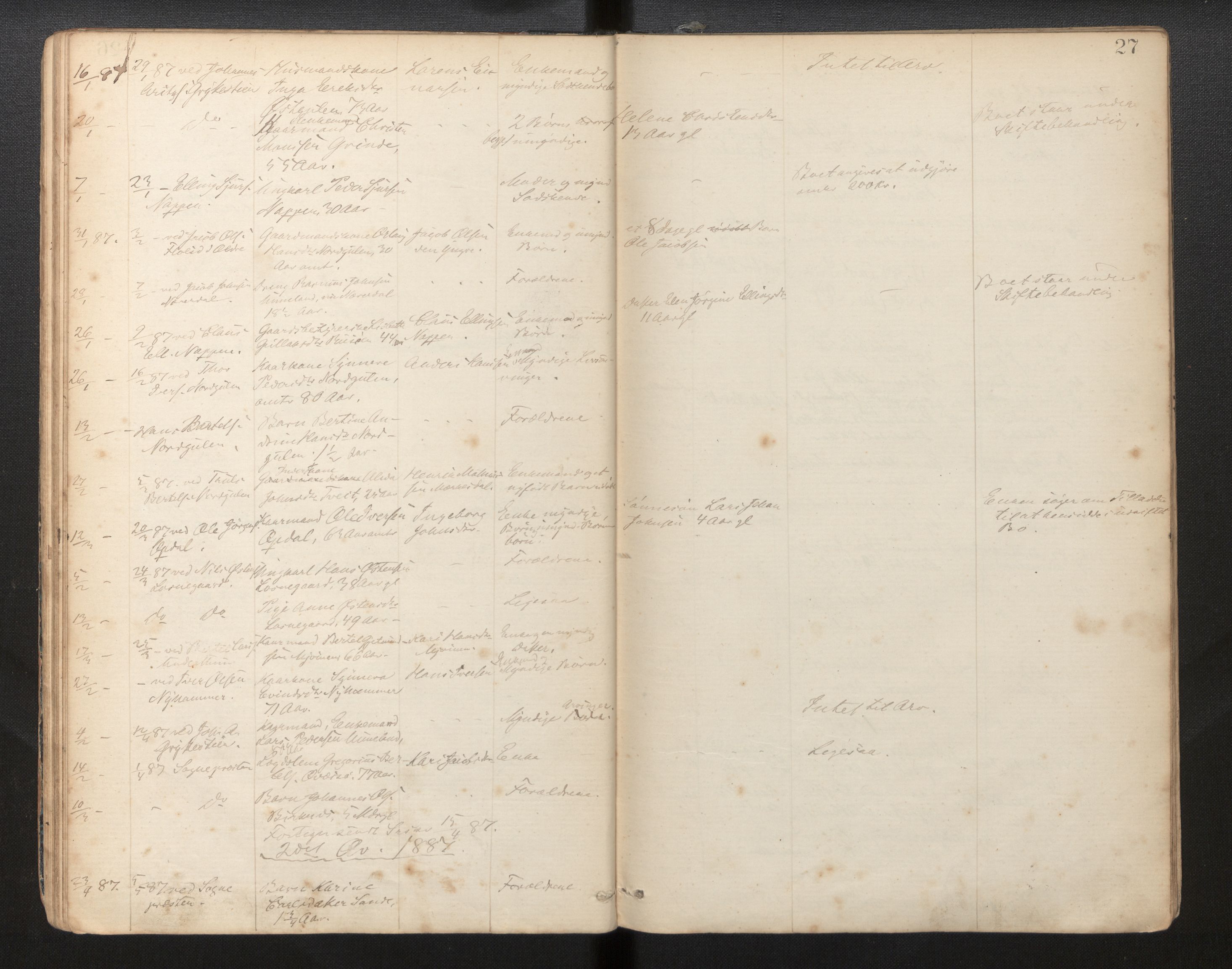 Lensmannen i Gulen, AV/SAB-A-27901/0006/L0006: Dødsfallprotokoll, 1878-1897, p. 27