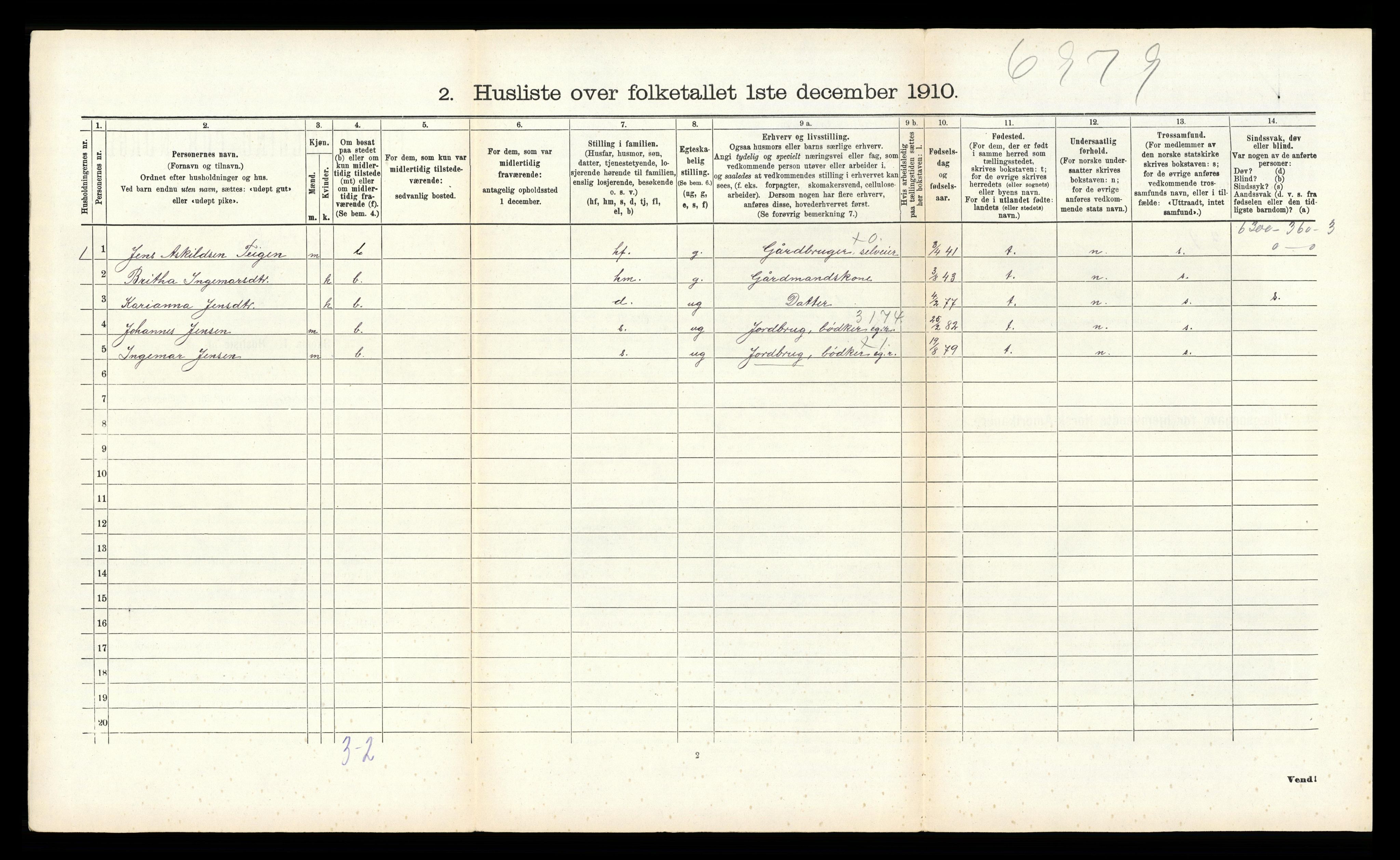 RA, 1910 census for Kvinnherad, 1910, p. 324