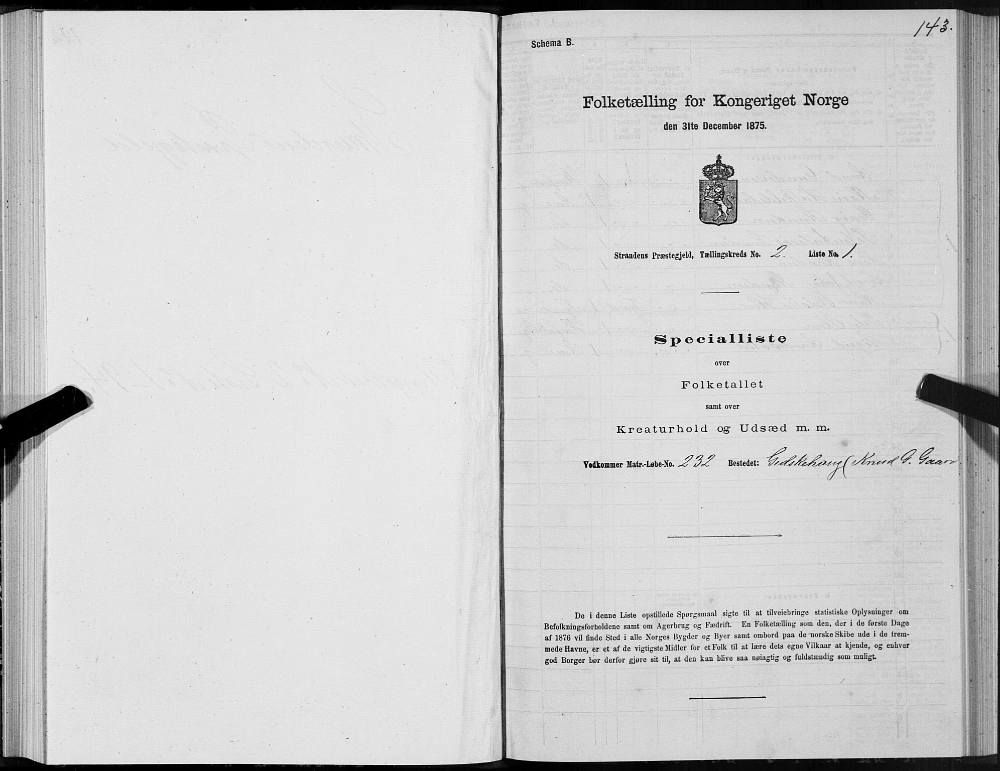 SAT, 1875 census for 1525P Stranda, 1875, p. 1143