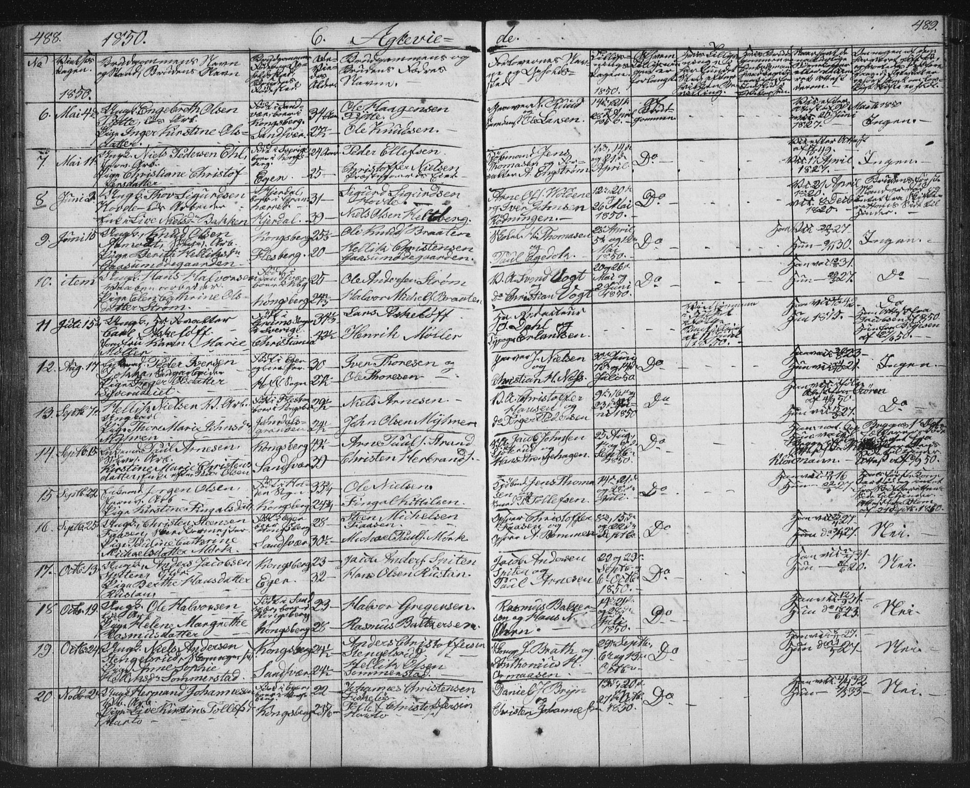 Kongsberg kirkebøker, SAKO/A-22/G/Ga/L0002: Parish register (copy) no. 2, 1839-1858, p. 488-489