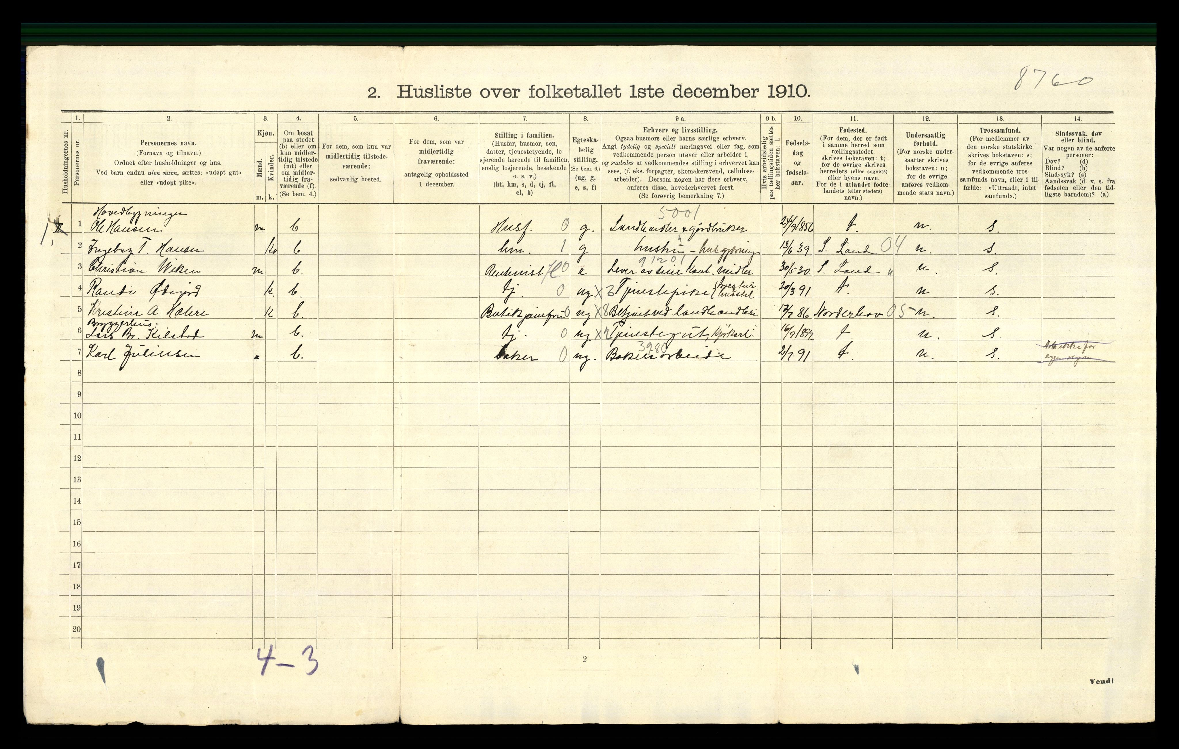 RA, 1910 census for Lunner, 1910, p. 817