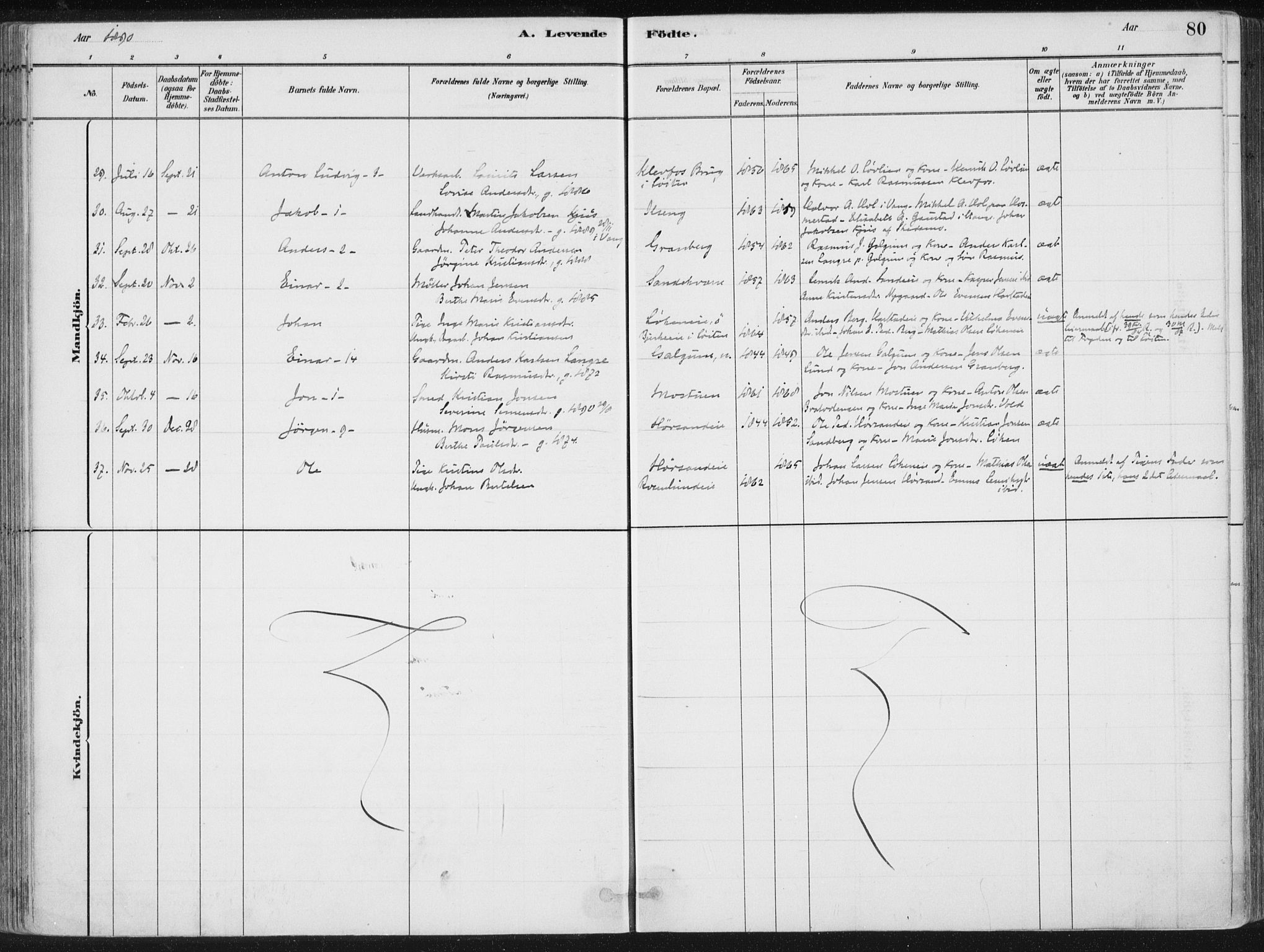 Romedal prestekontor, AV/SAH-PREST-004/K/L0010: Parish register (official) no. 10, 1880-1895, p. 80