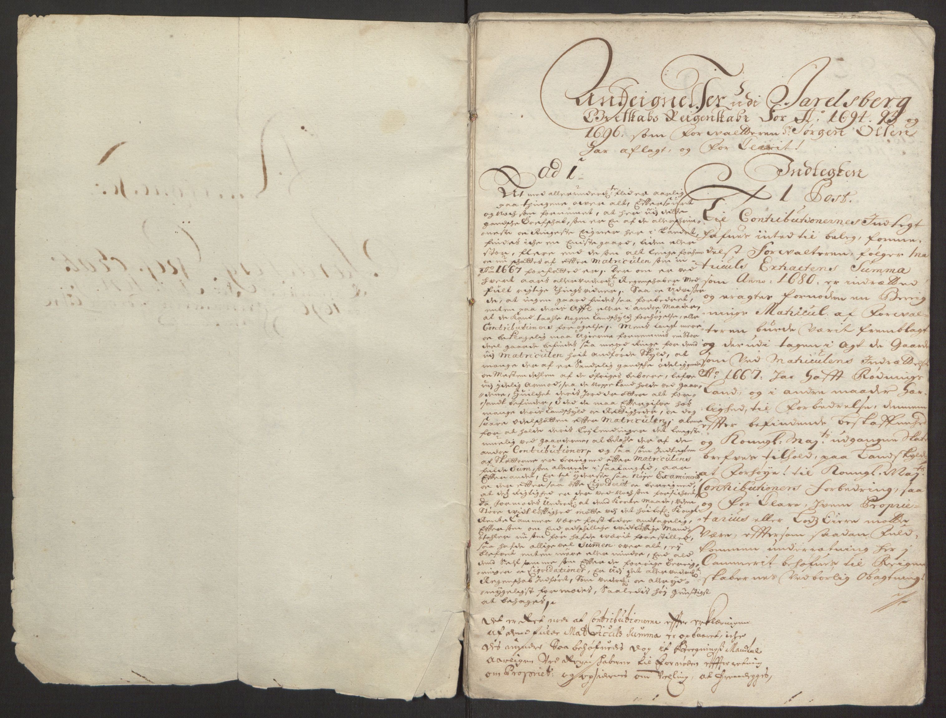 Rentekammeret inntil 1814, Reviderte regnskaper, Fogderegnskap, AV/RA-EA-4092/R32/L1867: Fogderegnskap Jarlsberg grevskap, 1694-1696, p. 390