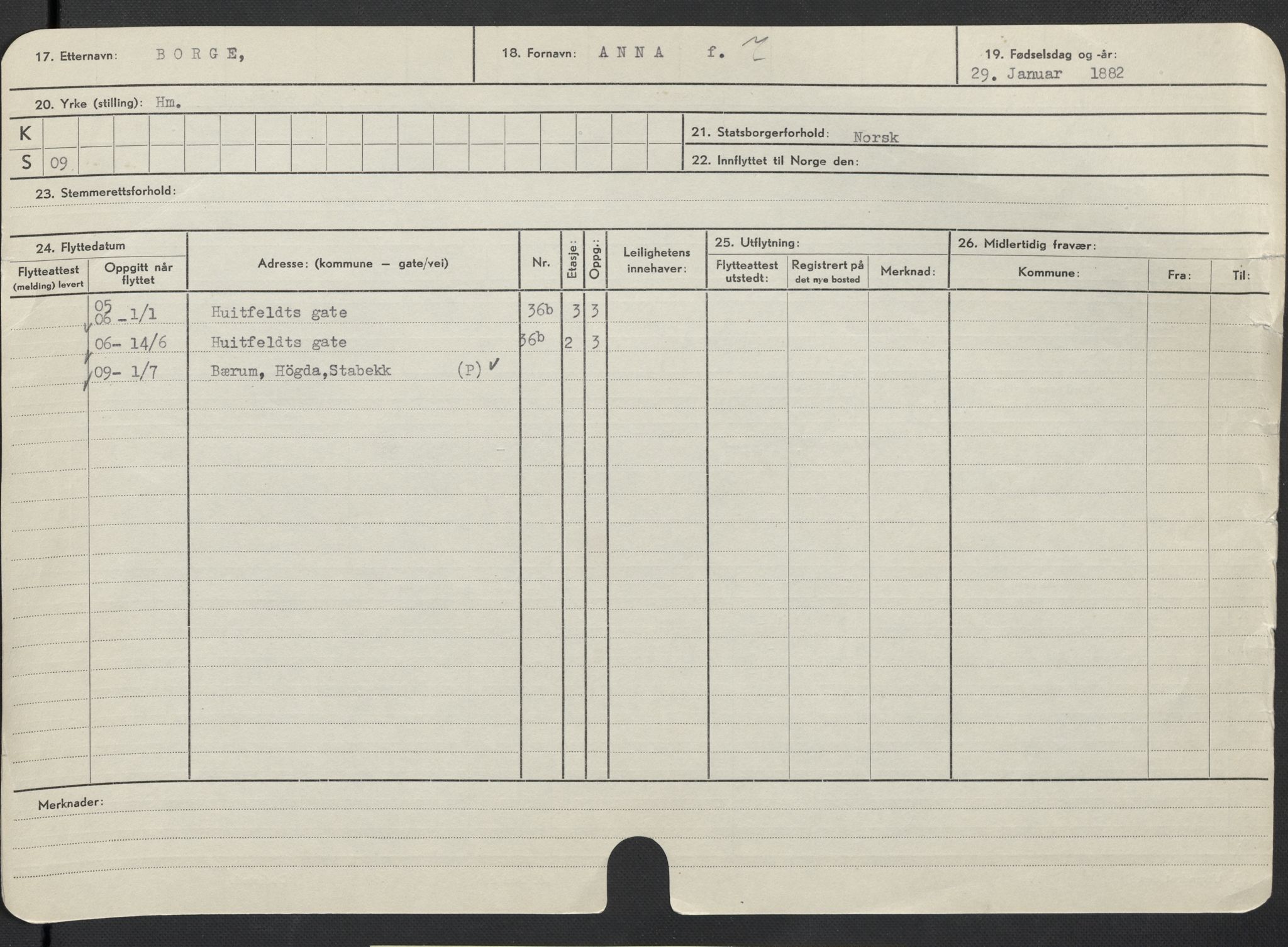 Oslo folkeregister, Registerkort, AV/SAO-A-11715/F/Fa/Fac/L0013: Kvinner, 1906-1914, p. 599a