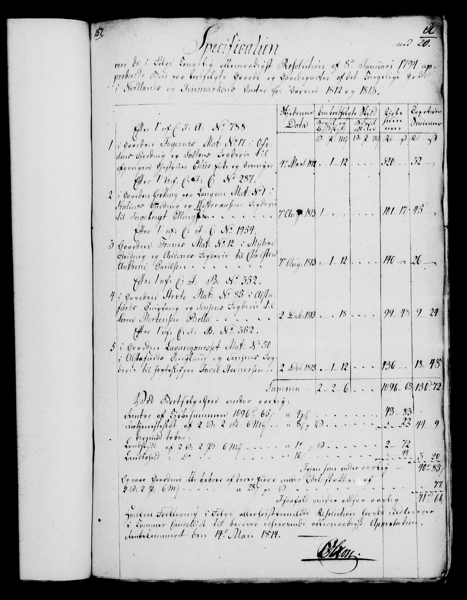 Rentekammeret, Kammerkanselliet, RA/EA-3111/G/Gf/Gfa/L0095: Norsk relasjons- og resolusjonsprotokoll (merket RK 52.95), 1813-1814, p. 620