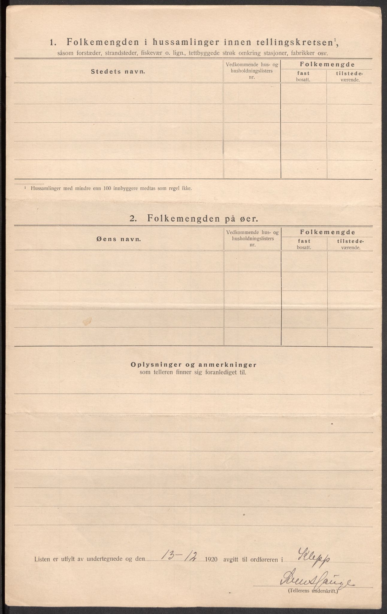 SAST, 1920 census for Klepp, 1920, p. 18