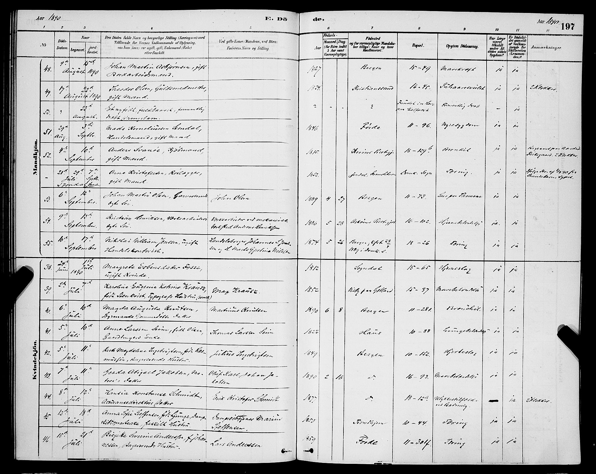 Domkirken sokneprestembete, AV/SAB-A-74801/H/Hab/L0041: Parish register (copy) no. E 5, 1878-1900, p. 197