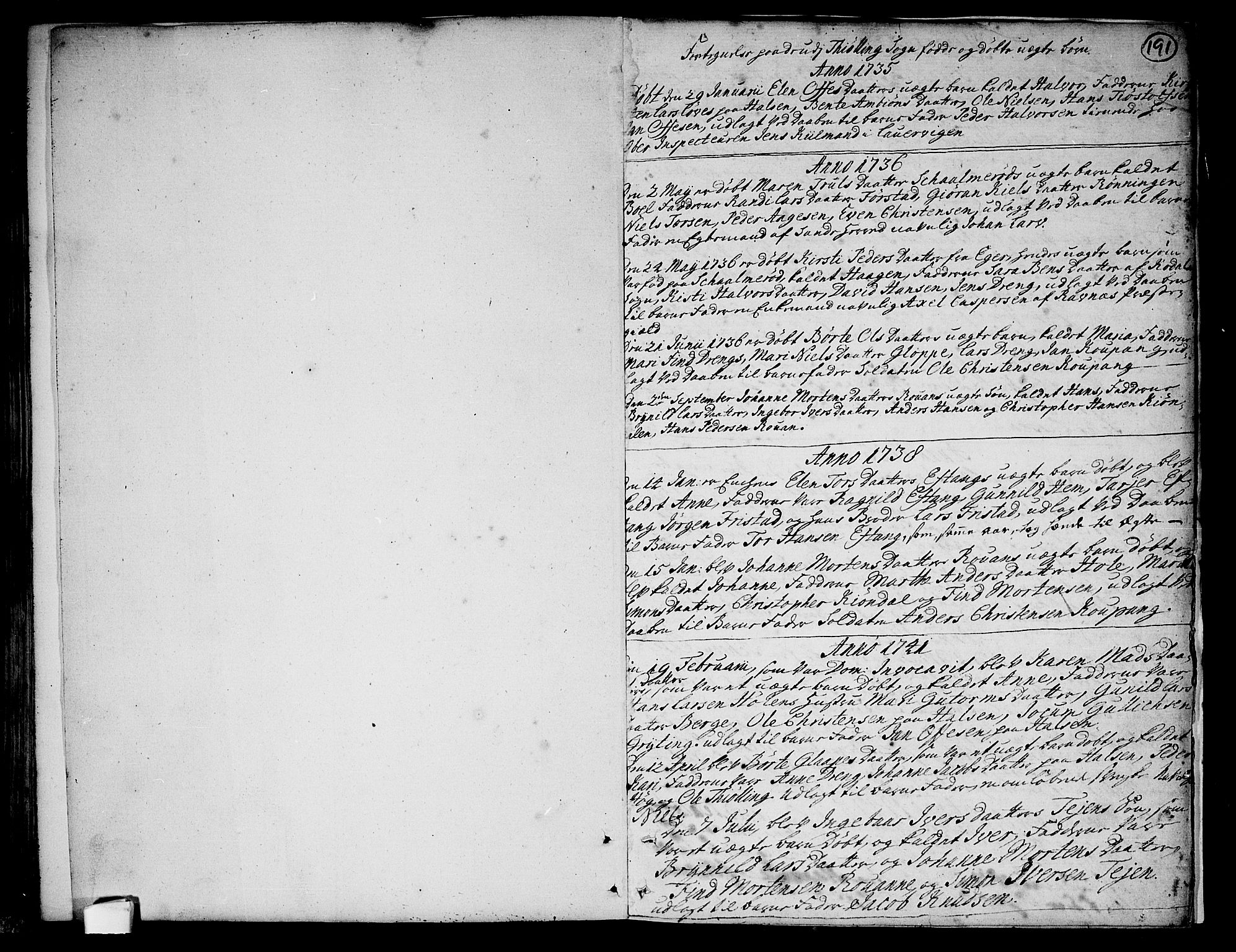 Tjølling kirkebøker, SAKO/A-60/F/Fa/L0003: Parish register (official) no. 3, 1735-1778, p. 191
